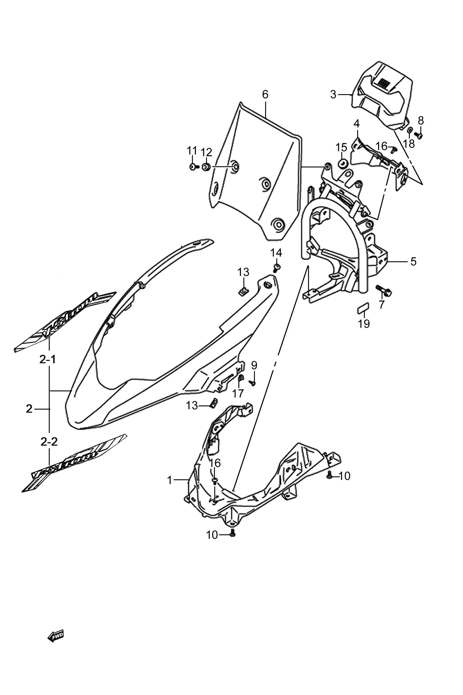 2024 铃木(豪爵铃木) DL DL250 导流罩组 exploded diagram