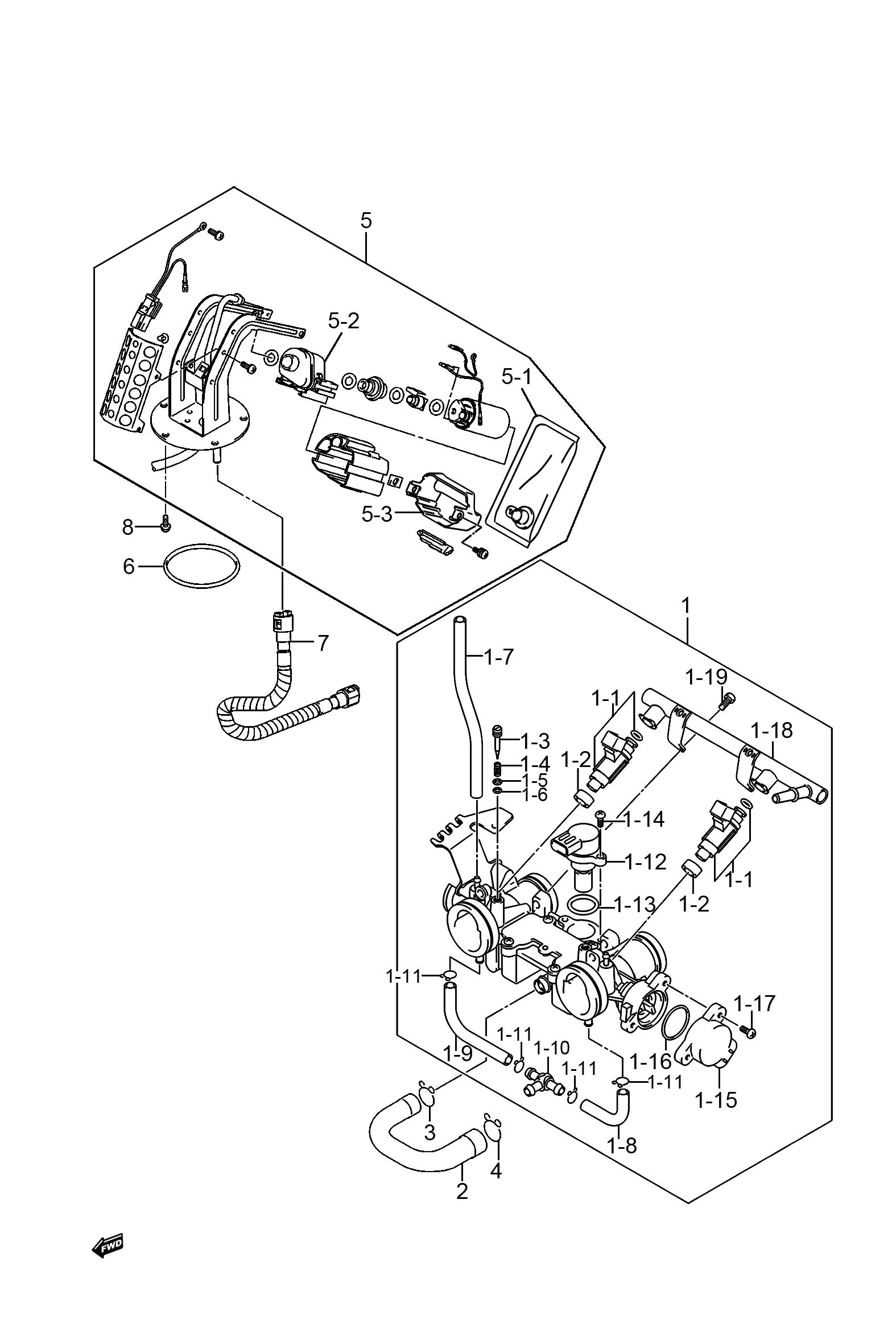 2019 铃木(豪爵铃木) DL DL250J-A 警务车 节气门组 exploded diagram