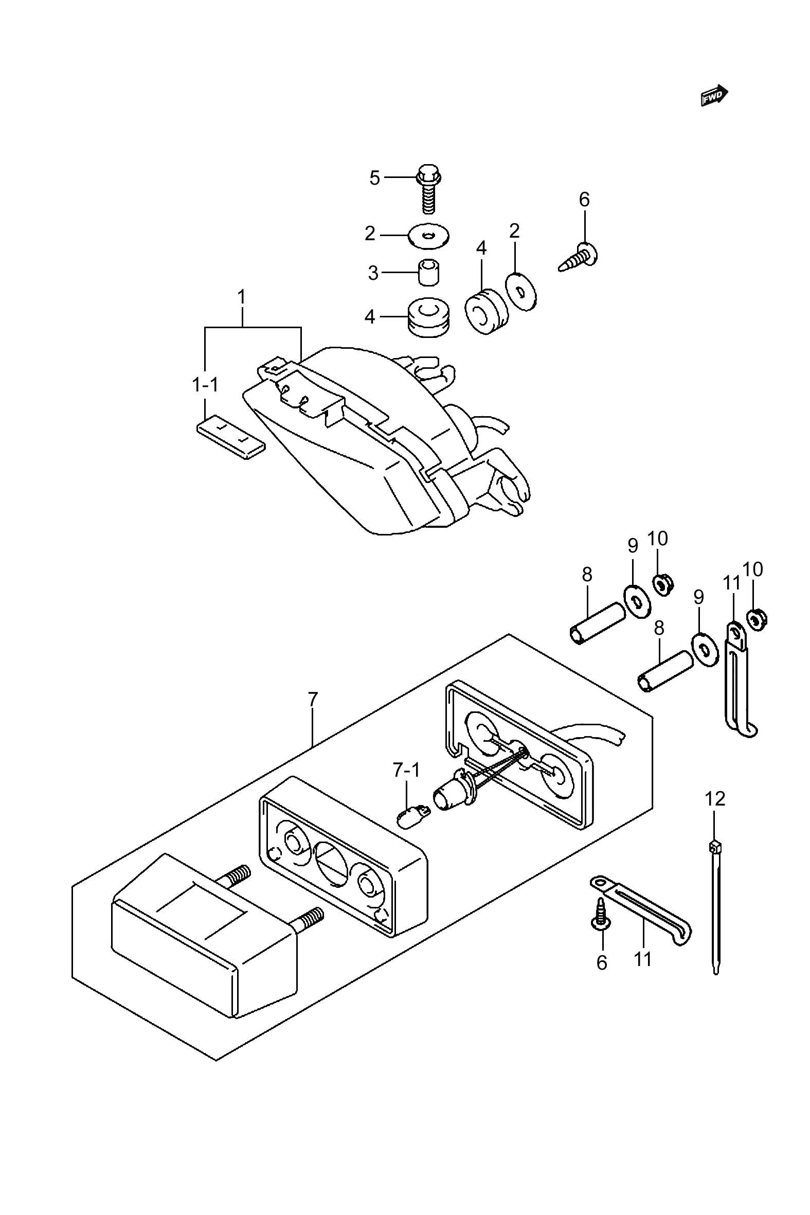 2019 铃木(豪爵铃木) DL DL250J-A 警务车 尾灯组 exploded diagram
