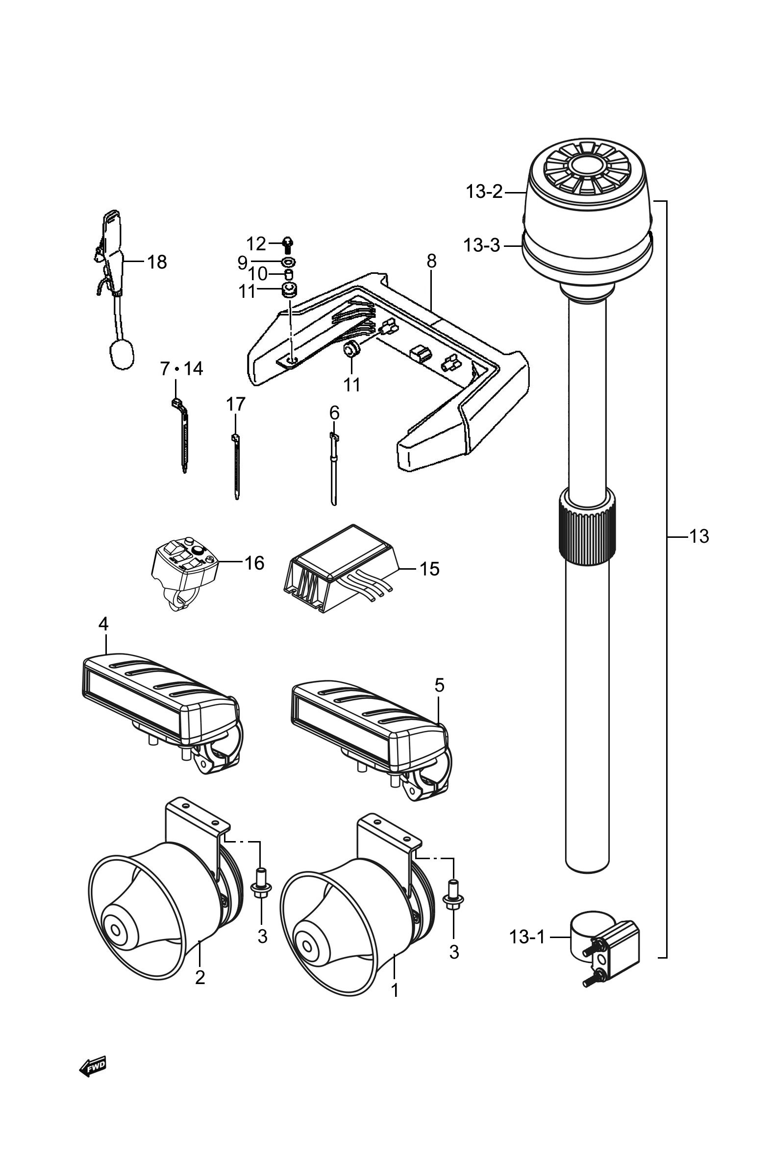 2019 铃木(豪爵铃木) DL DL250J-A 警务车 巡逻电器组 exploded diagram