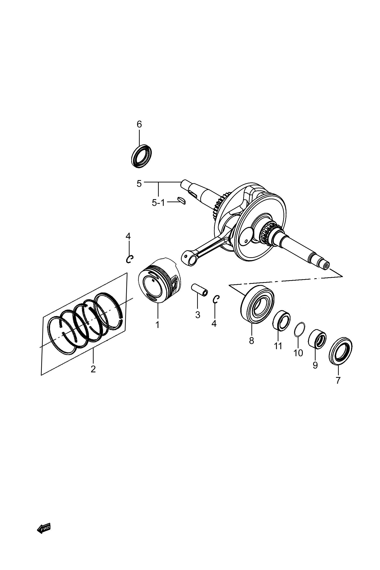2024 豪爵 USR USR125 PRIME 曲轴组 exploded diagram