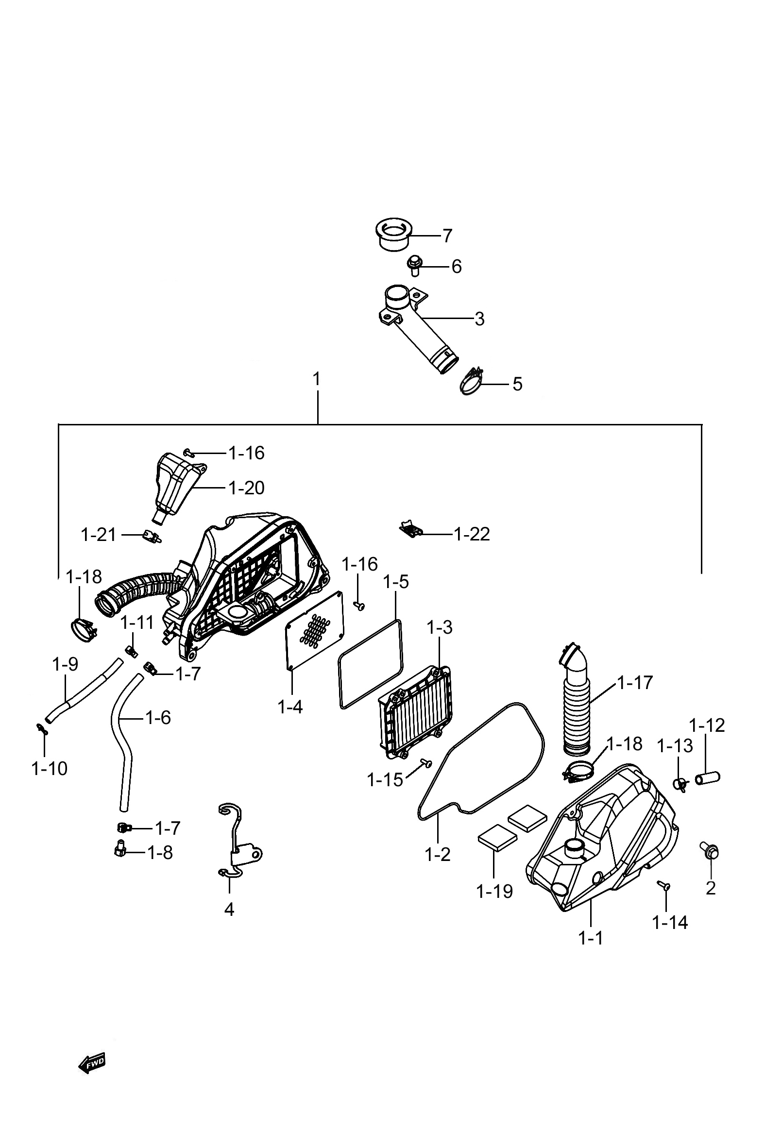 2024 豪爵 USR USR125 PRIME 空滤器组 exploded diagram