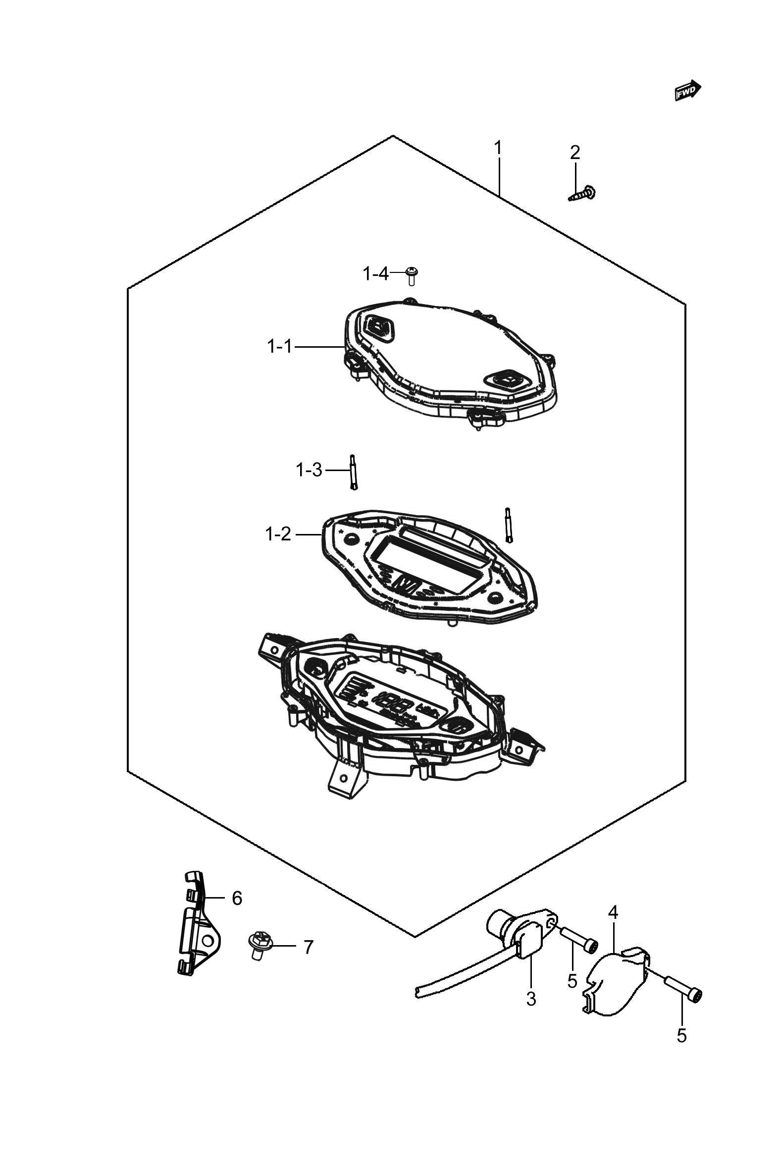 2024 豪爵 USR USR125 PRIME 仪表组 exploded diagram