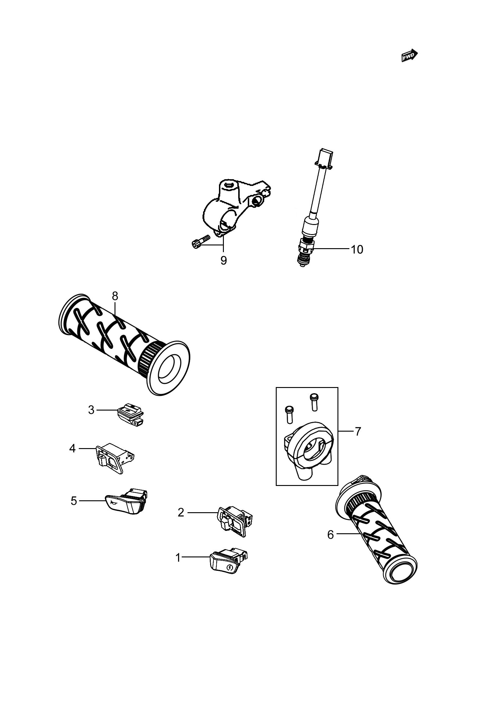 2023 豪爵 AFR AFR125 手把开关组 exploded diagram