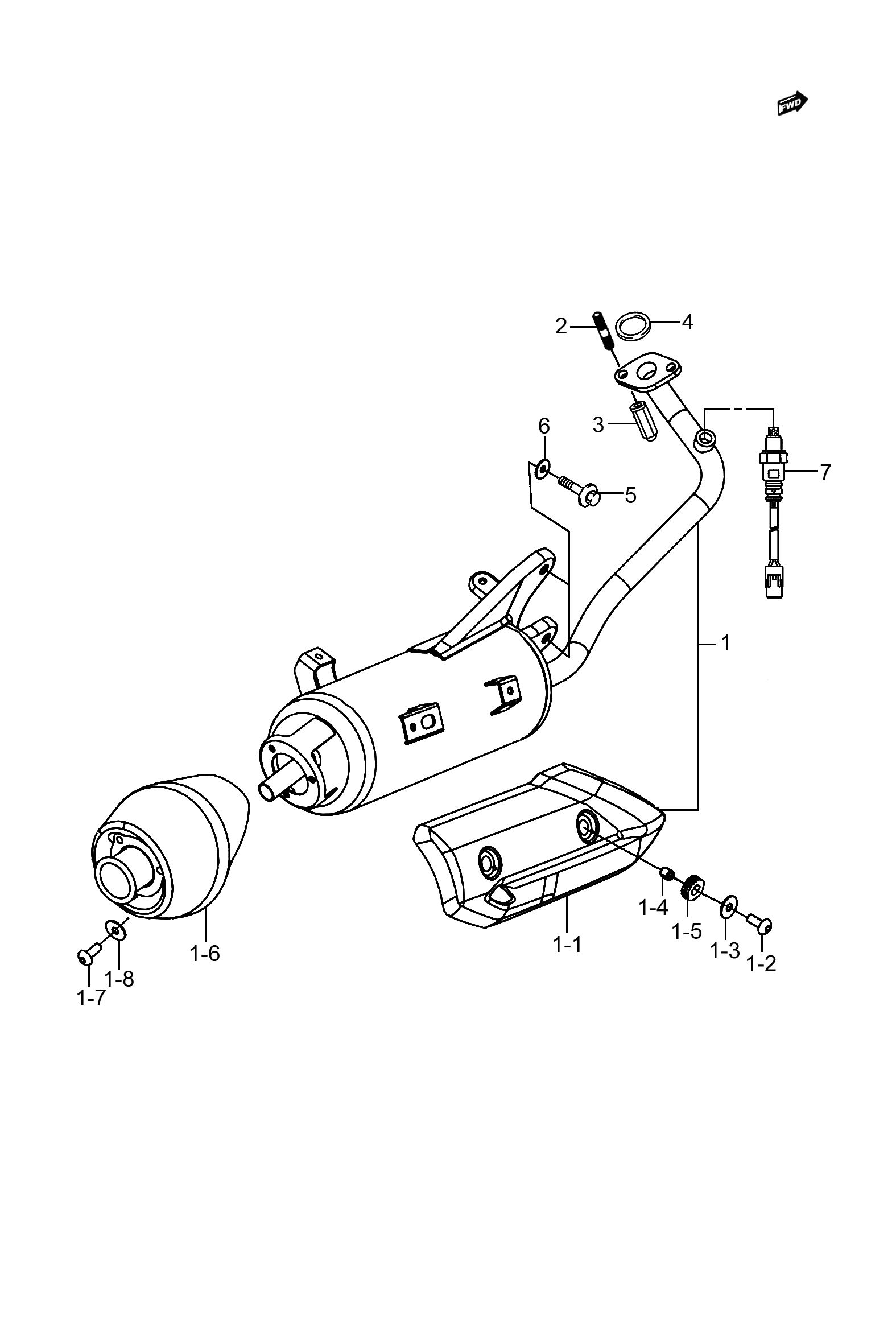 2023 豪爵 AFR AFR125 脚启动 消声器组 exploded diagram