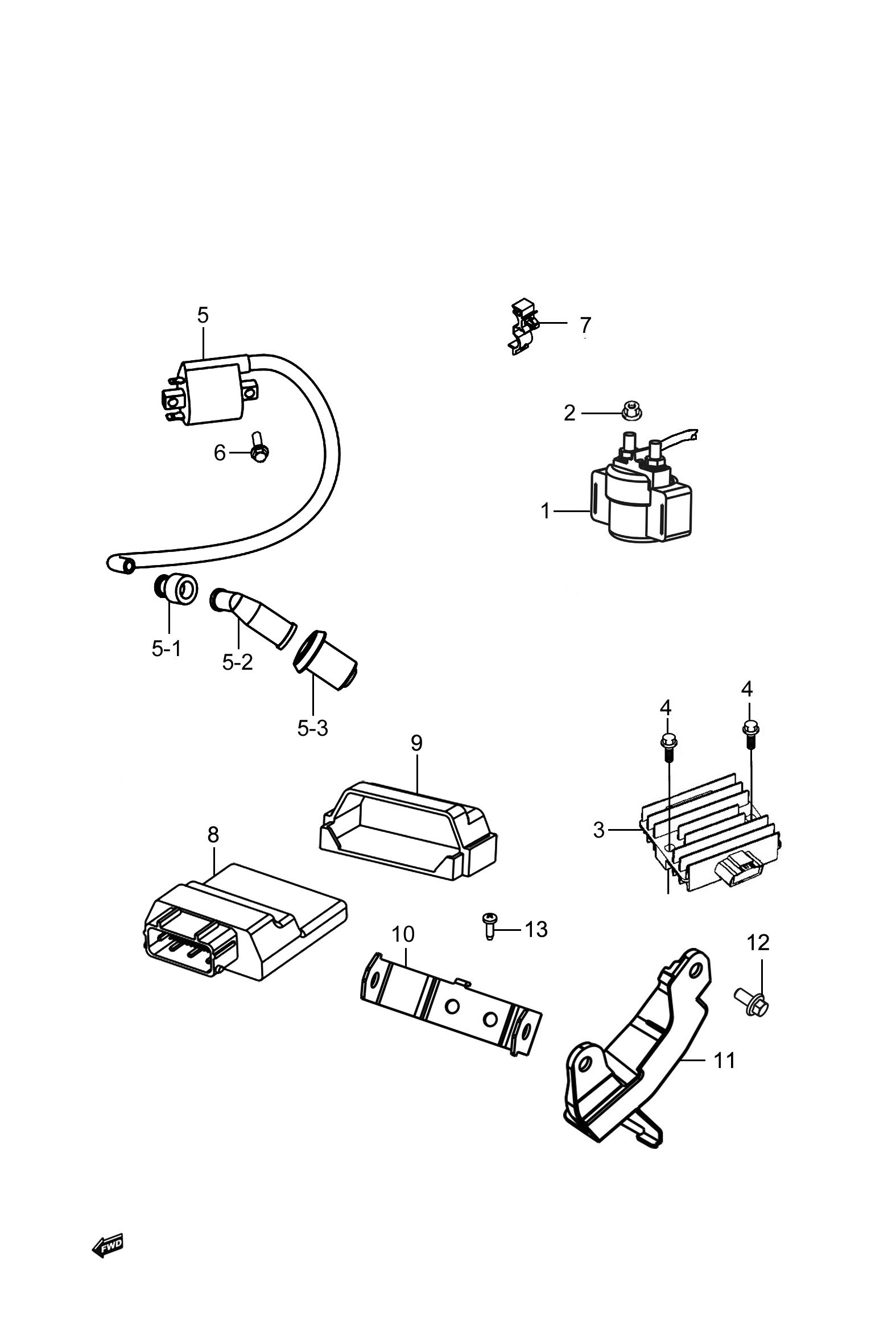 2023 豪爵 AFR AFR125 脚启动 电器组 exploded diagram