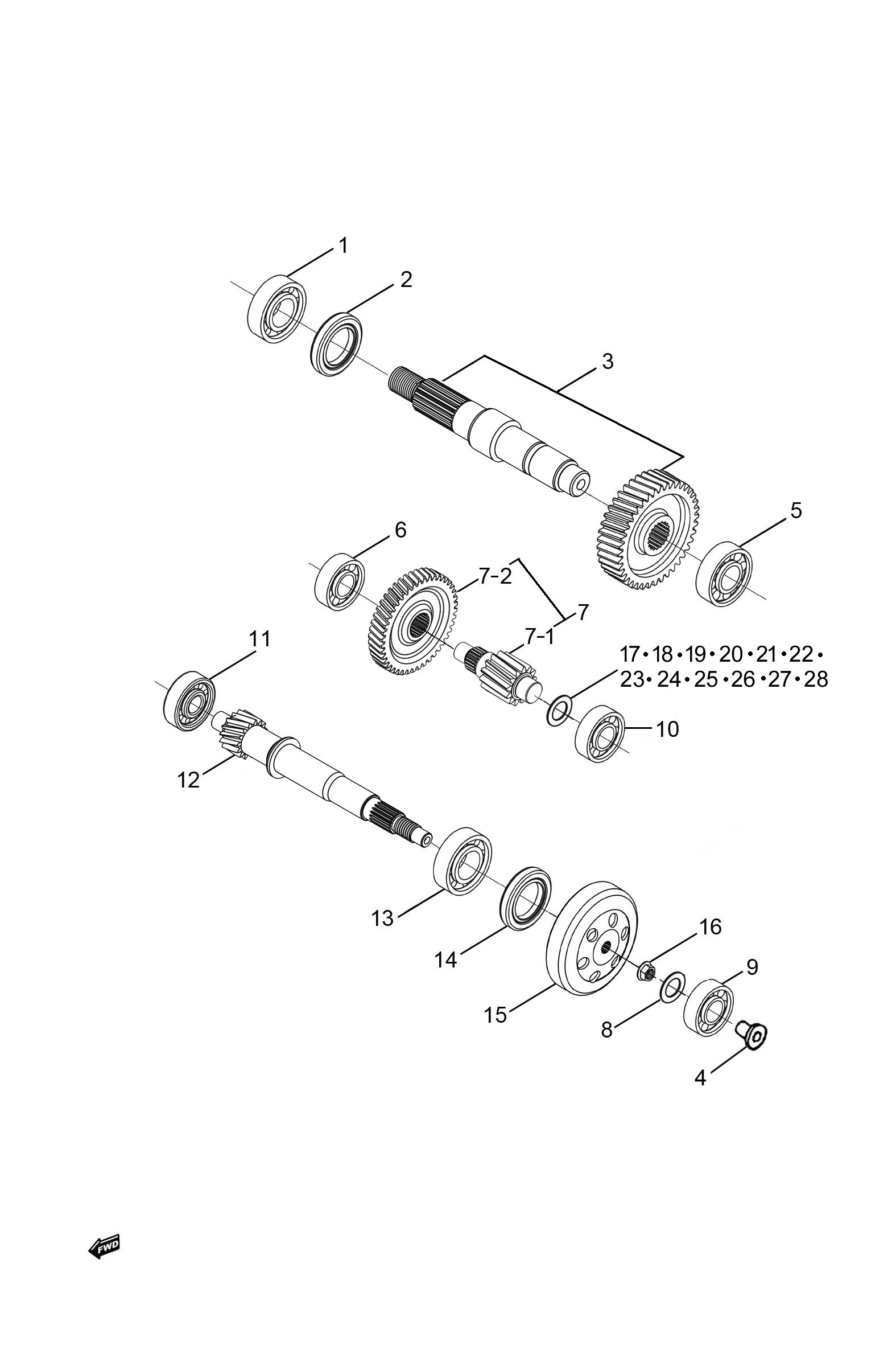 2023 豪爵 AFR AFR125S ABS版 变速器组Ⅱ exploded diagram