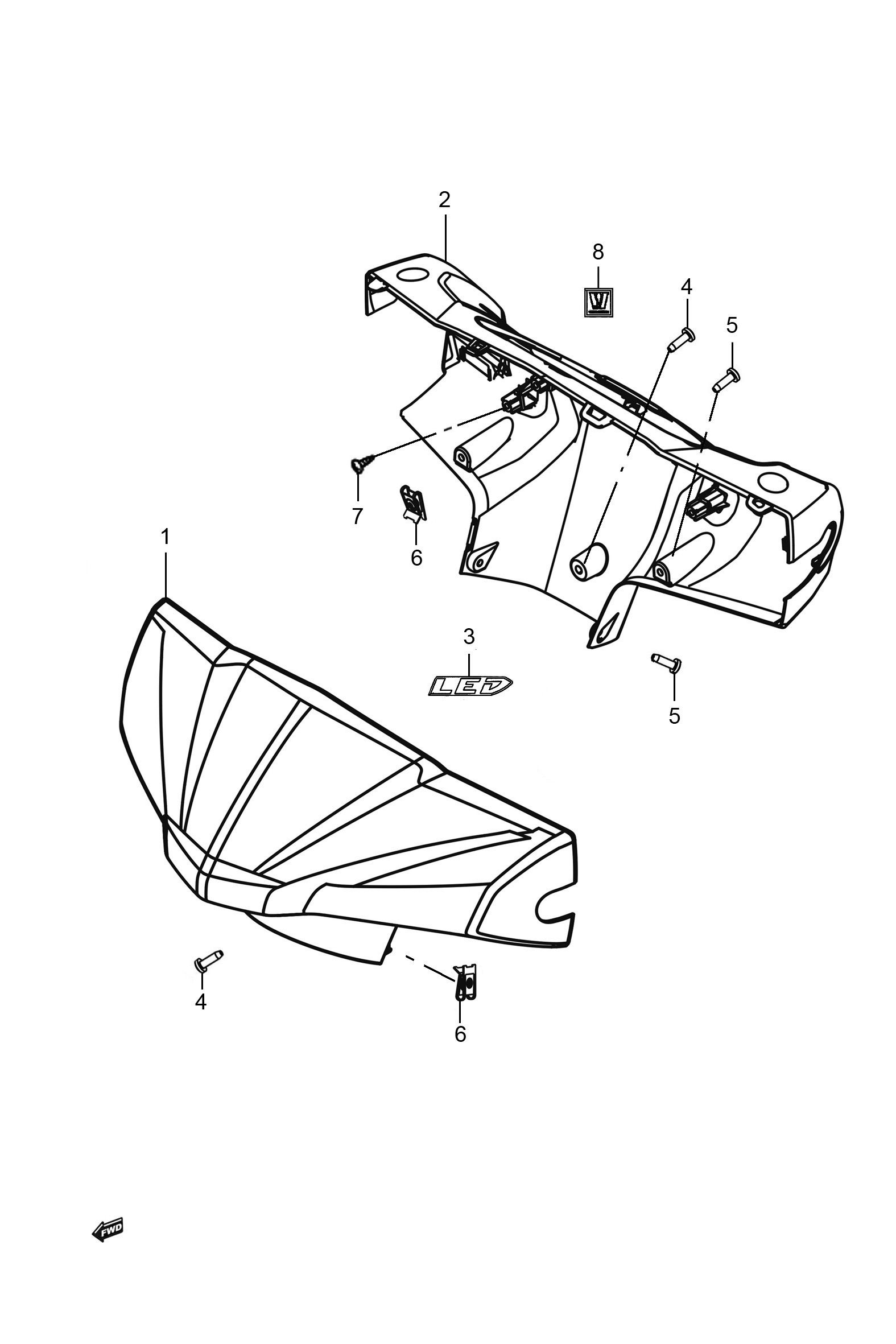 2023 豪爵 AFR AFR125 CBS版 手把前罩组 exploded diagram