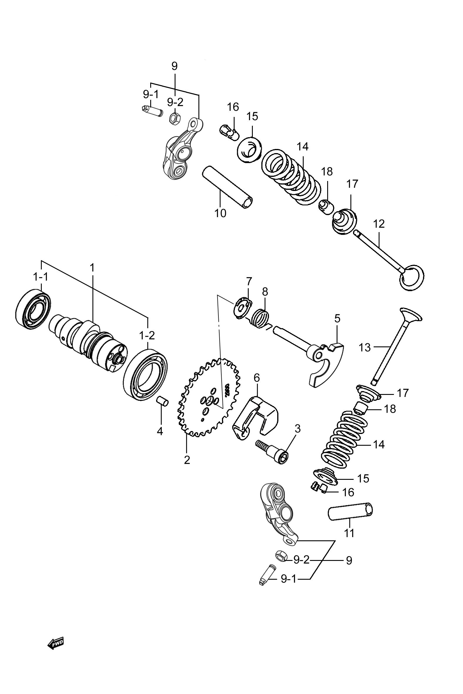 2024 豪爵 AFR AFR125S 新款 凸轮摇臂、气门组 exploded diagram