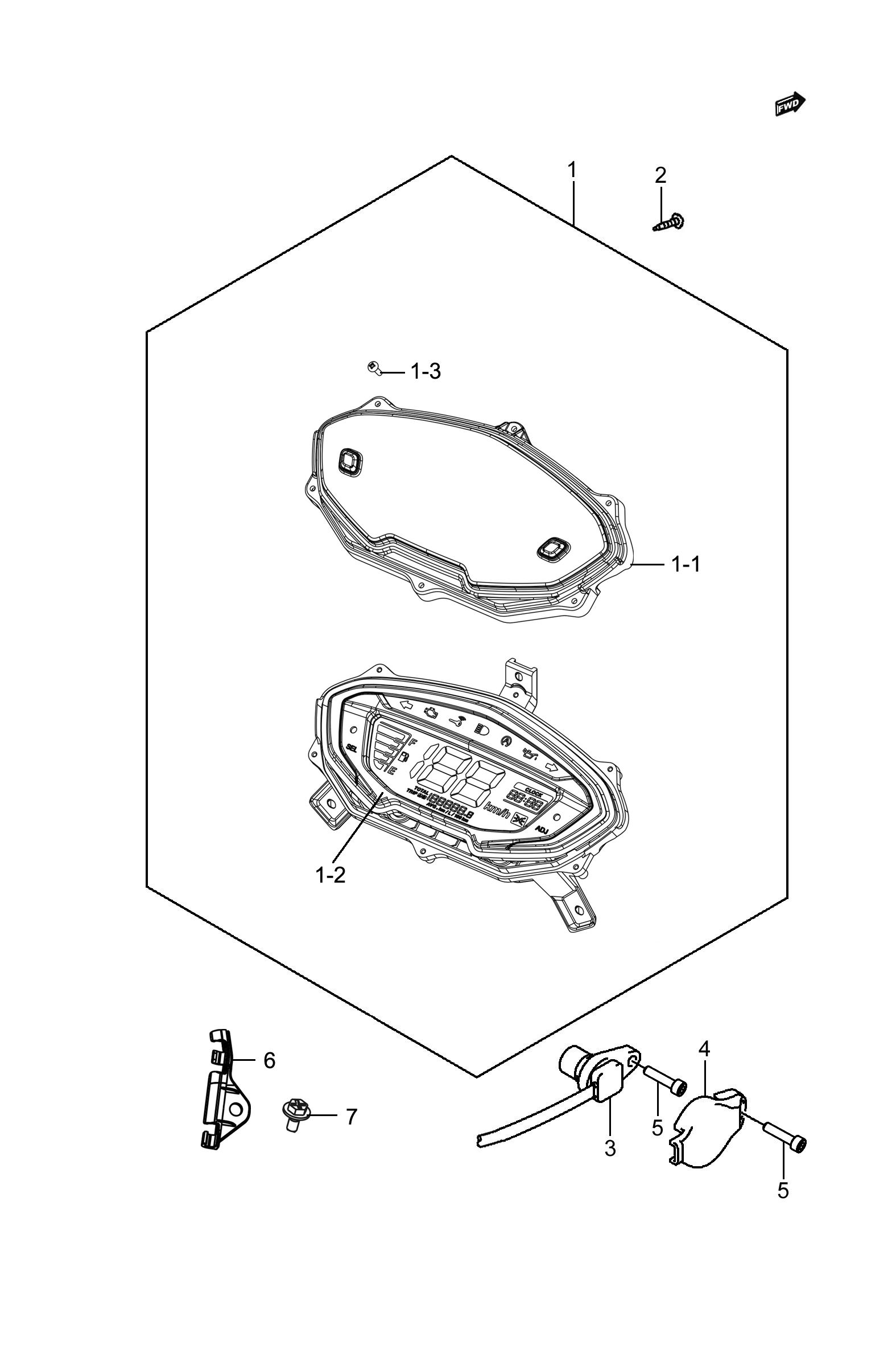 2024 豪爵 AFR AFR125S 新款 仪表组 exploded diagram