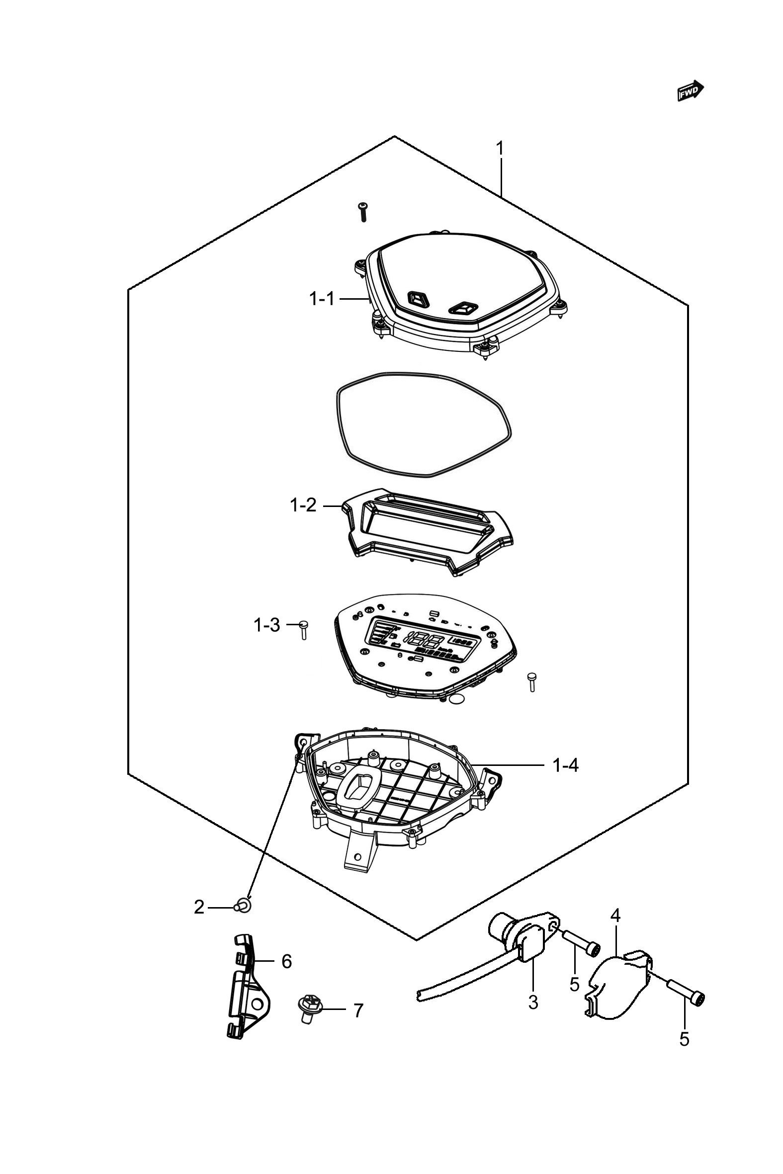 2023 豪爵 VX VX125 虎鲨 仪表组 exploded diagram