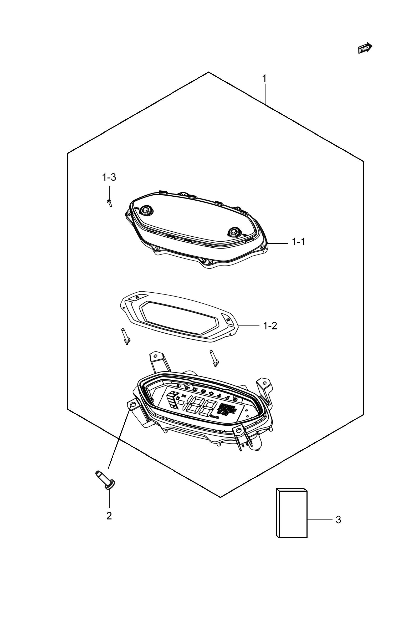2022 豪爵 UHR UHR150 尾箱版 仪表组 exploded diagram