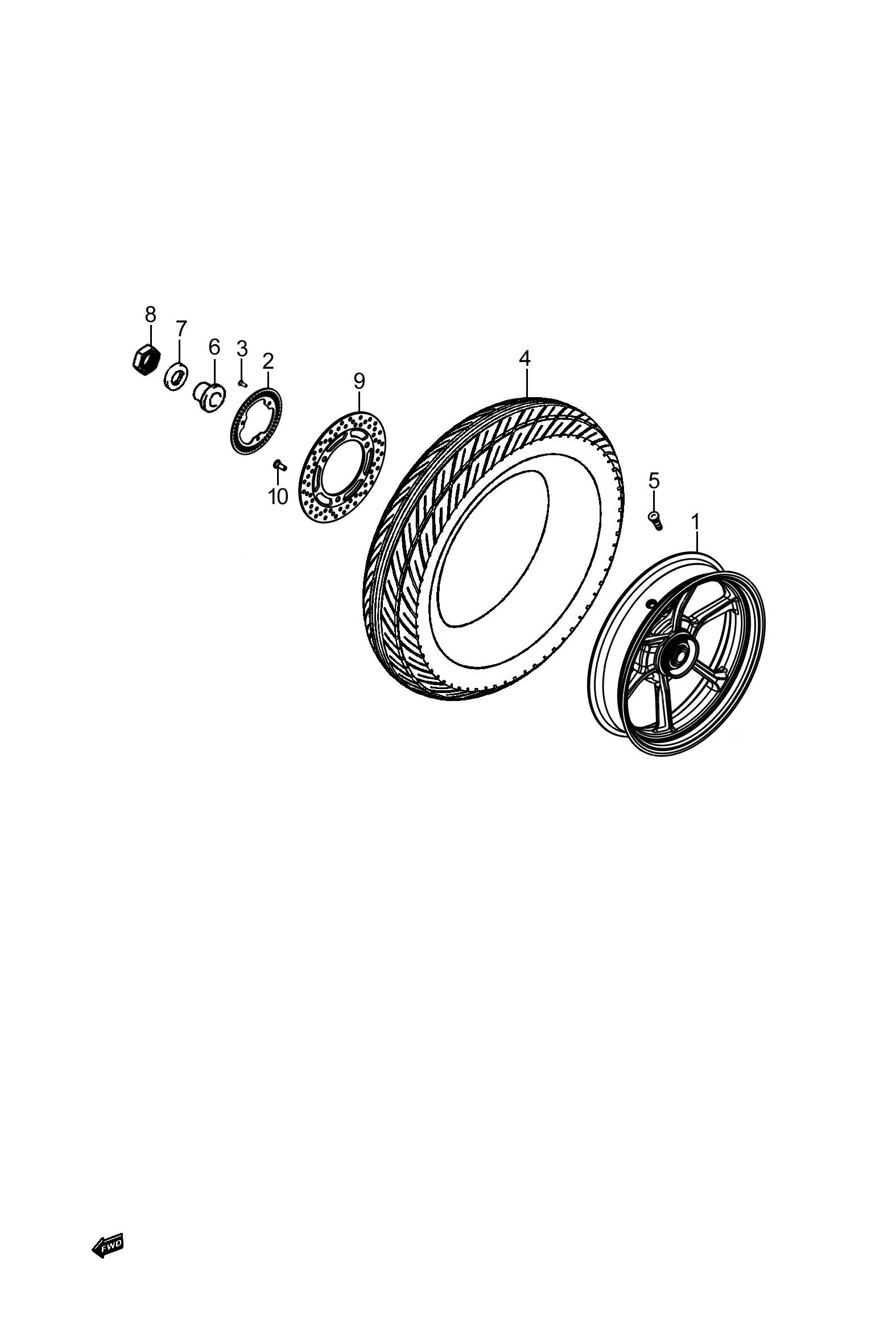 2022 豪爵 UHR UHR150 尾箱版 后轮组 exploded diagram