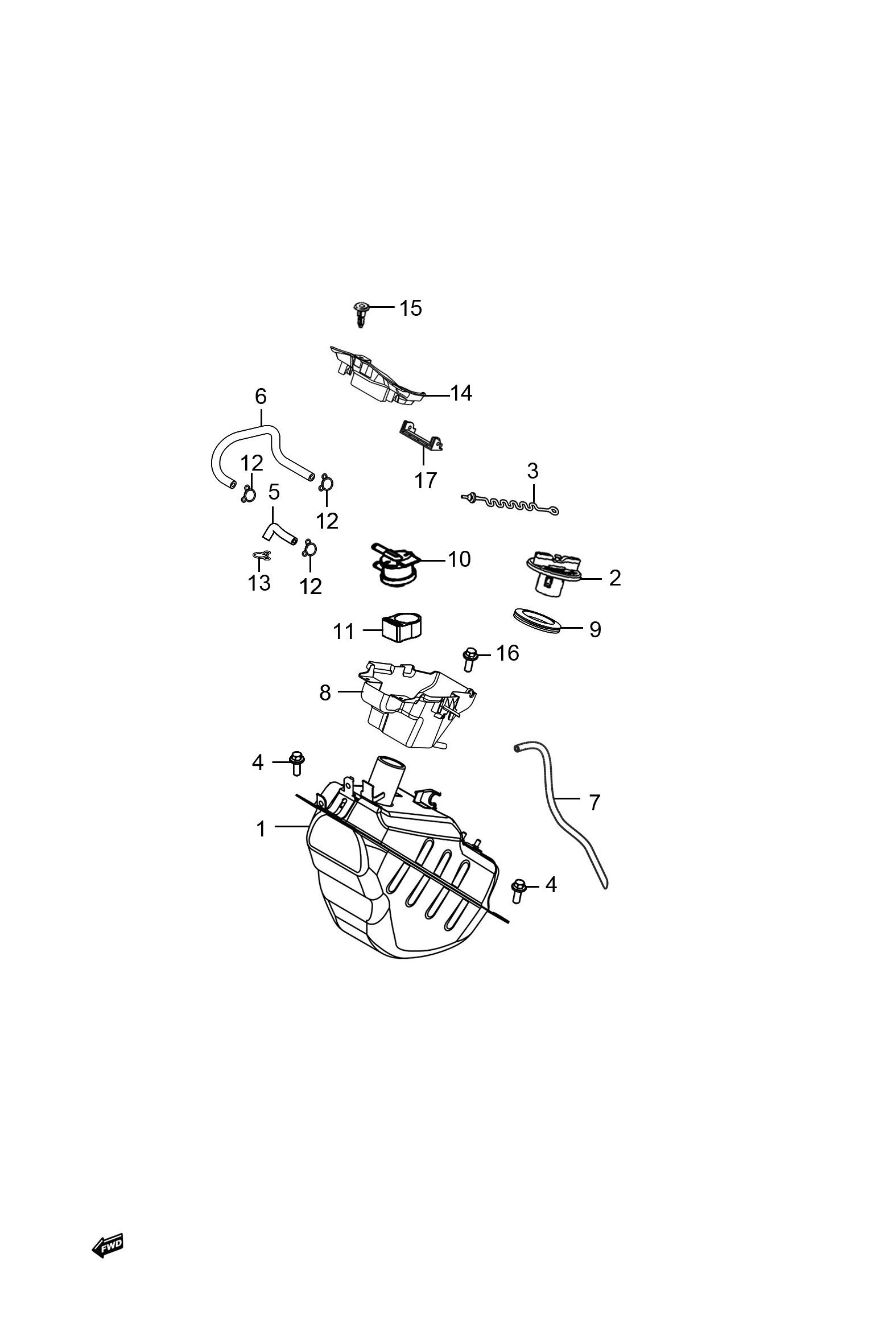 2022 豪爵 UHR UHR150 尾箱版 燃油箱组 exploded diagram