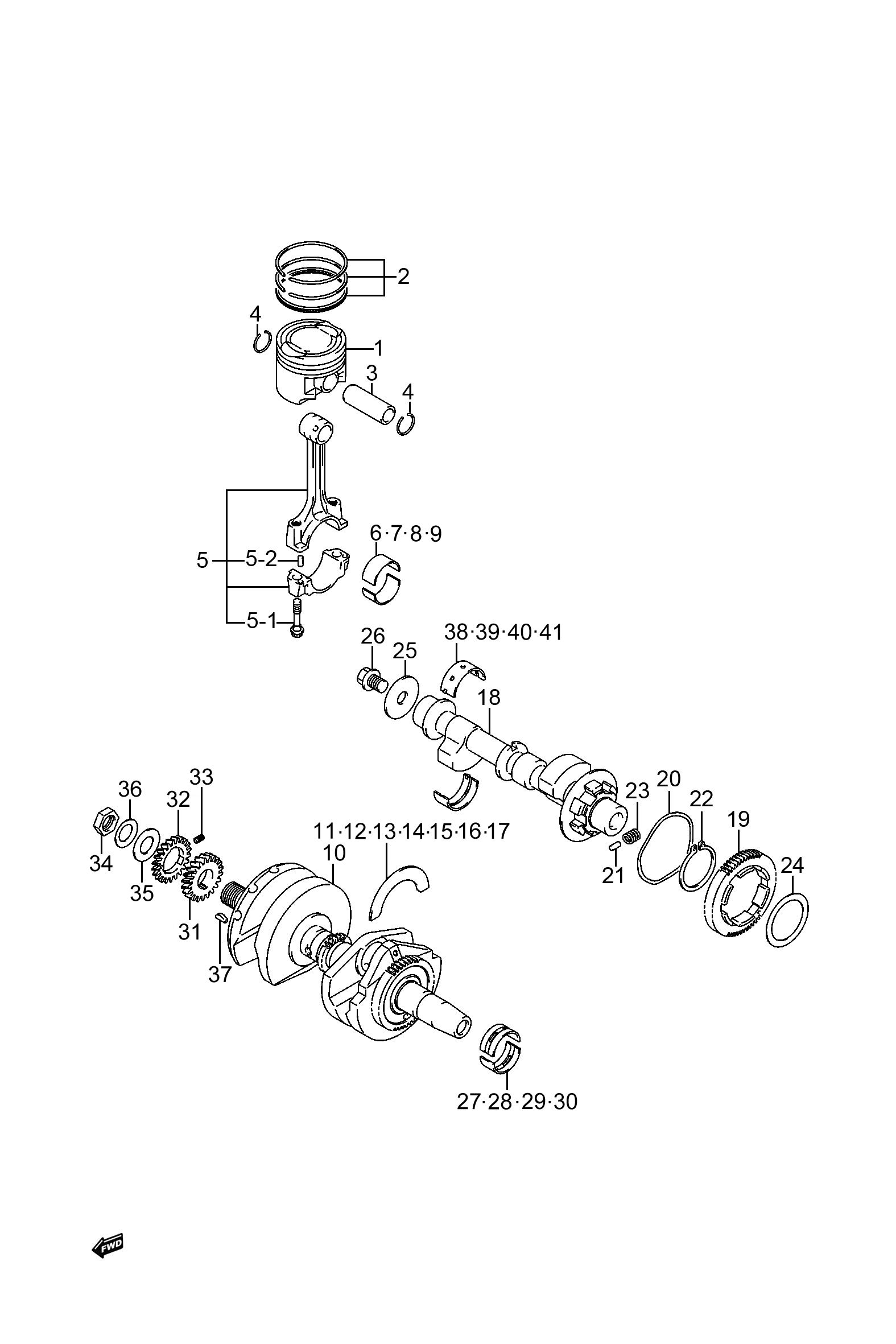 2021 豪爵 DR DR250 曲轴组 exploded diagram