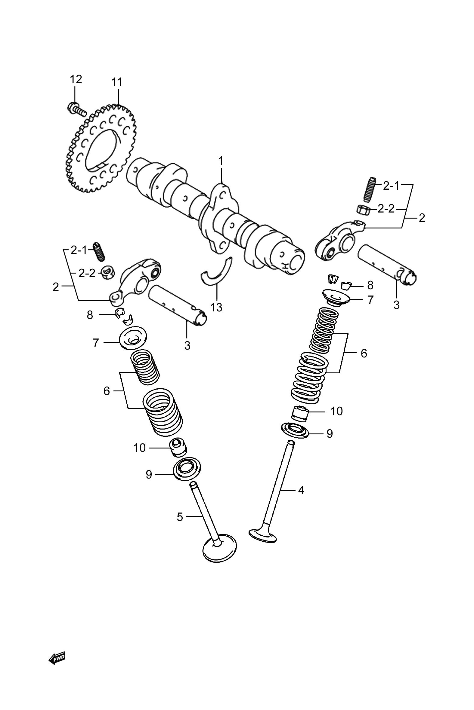 2021 豪爵 DR DR250 凸轮摇臂、气门组 exploded diagram