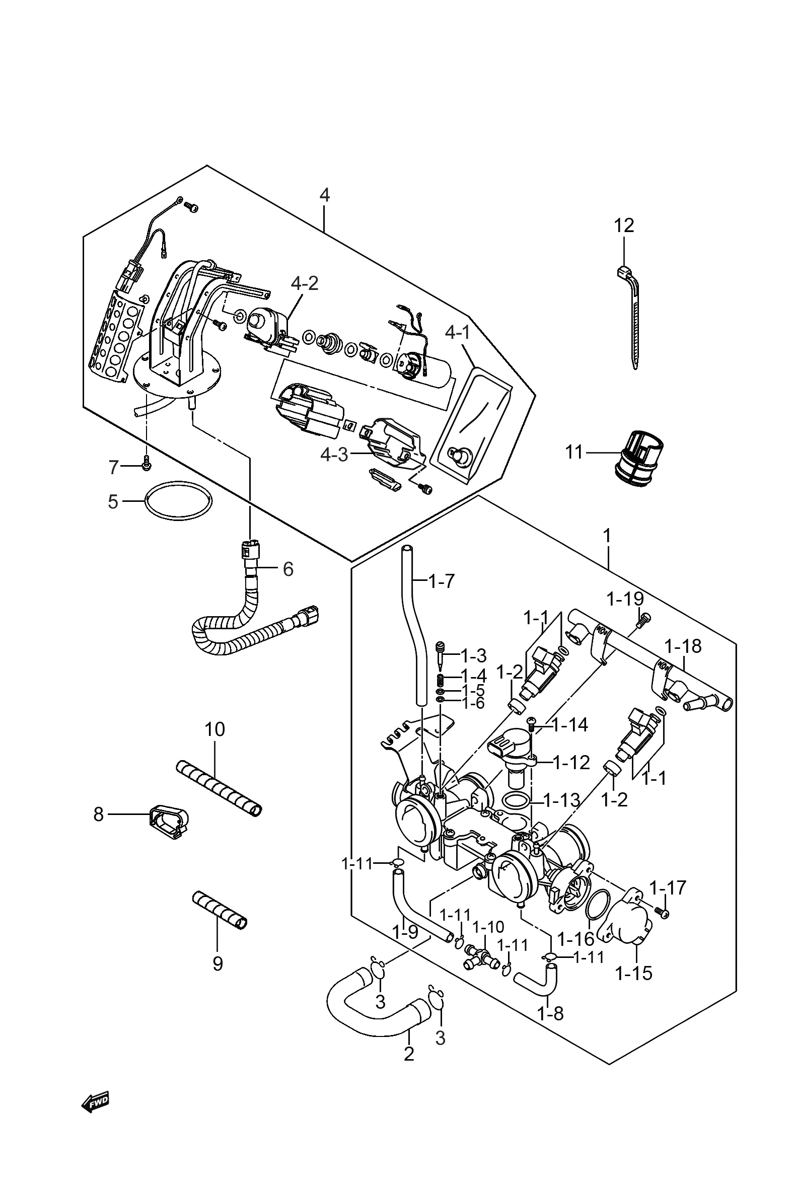 2021 豪爵 DR DR250 节气门组 exploded diagram