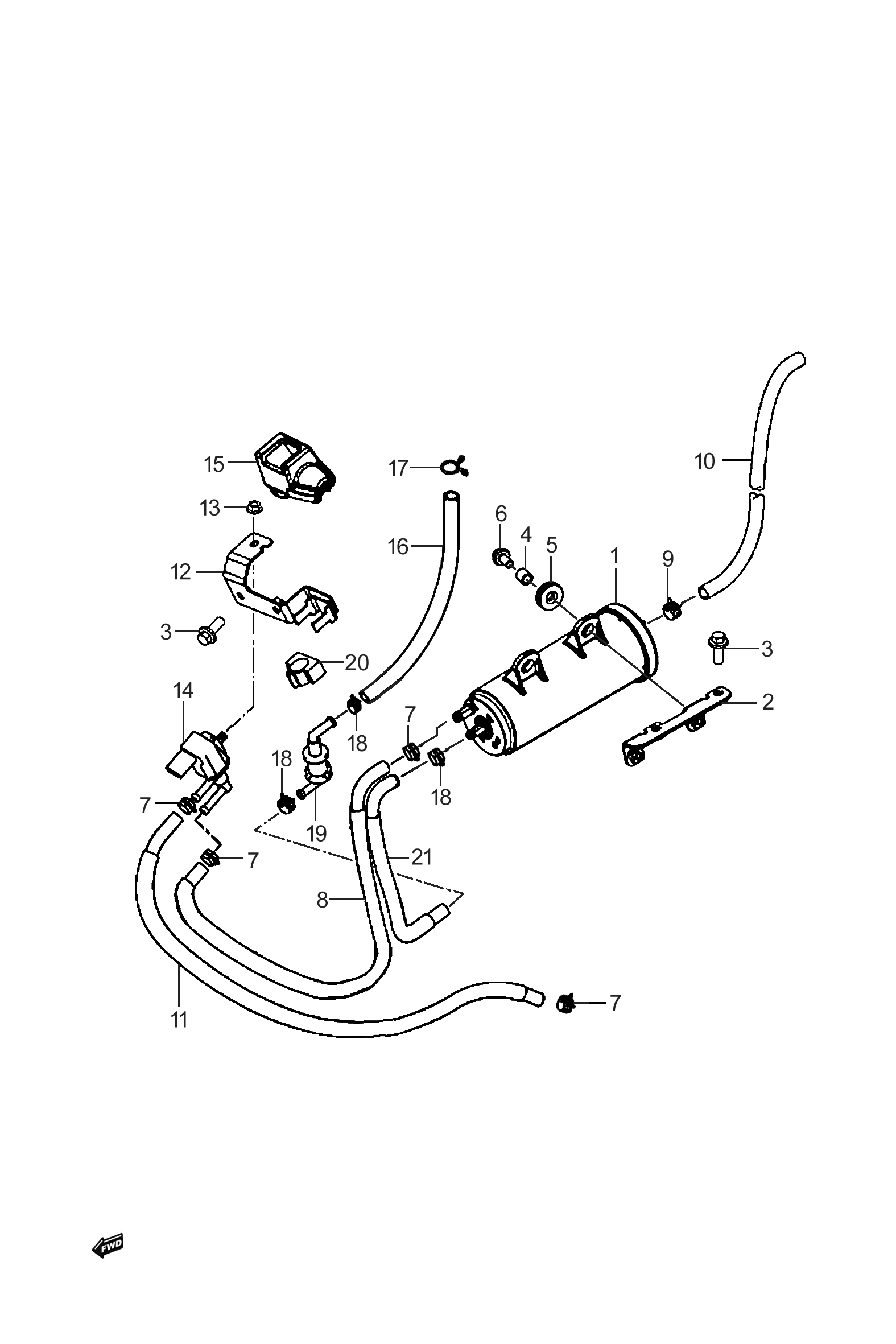 2021 豪爵 DR DR250 燃油汽化组 exploded diagram