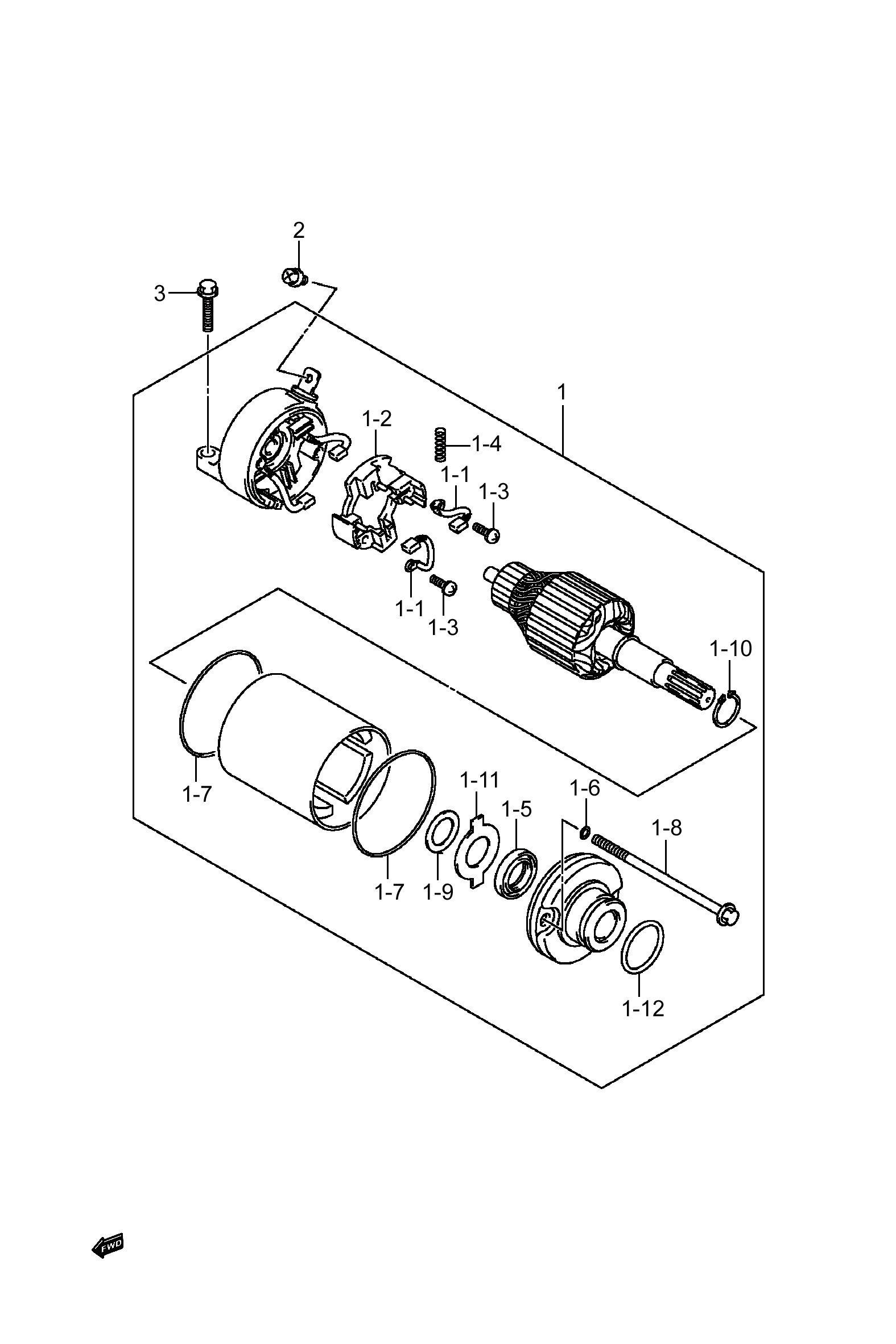 2021 豪爵 DR DR250 起动电机组 exploded diagram