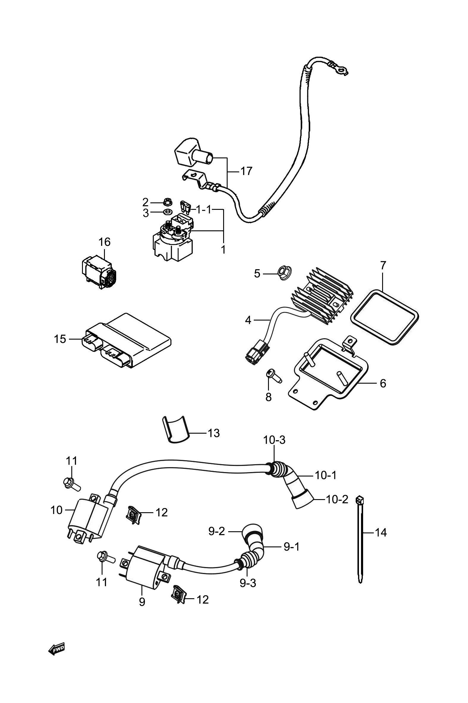 2021 豪爵 DR DR250 电器组 exploded diagram