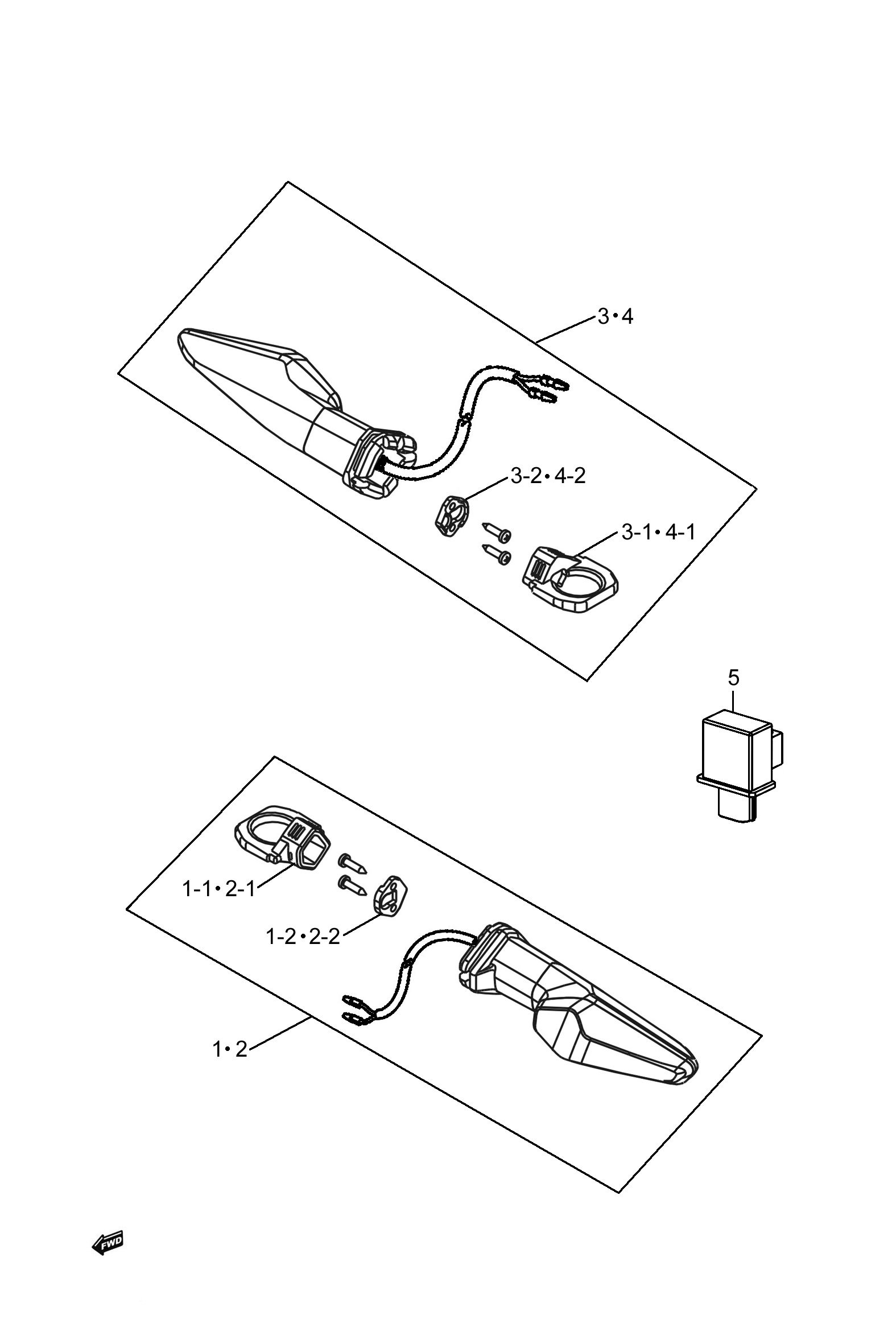 2021 豪爵 DR DR250 转向灯组 exploded diagram
