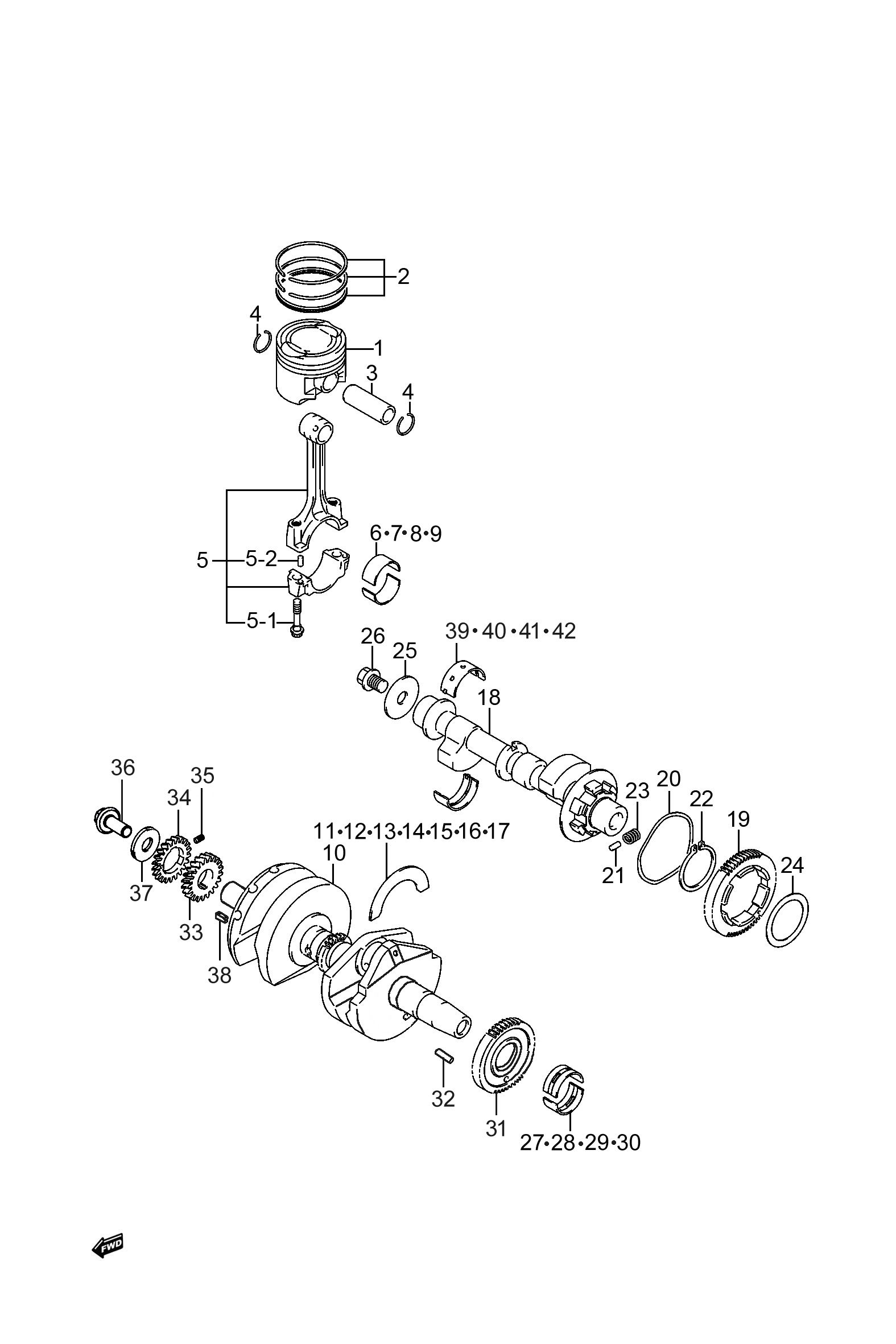 2022 豪爵 TR TR300 都市版 曲轴组 exploded diagram