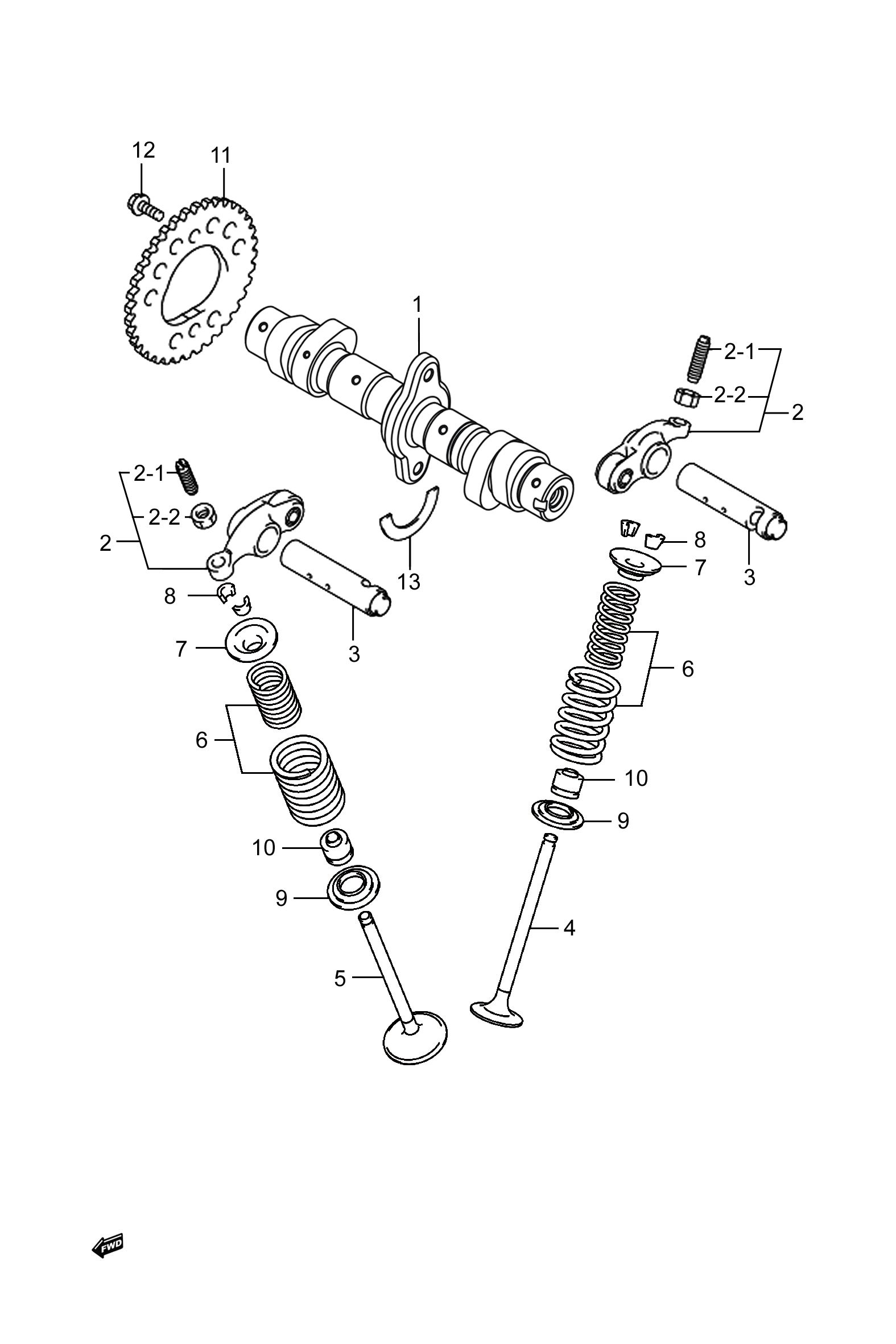 2022 豪爵 TR TR300 都市版 凸轮摇臂、气门组 exploded diagram