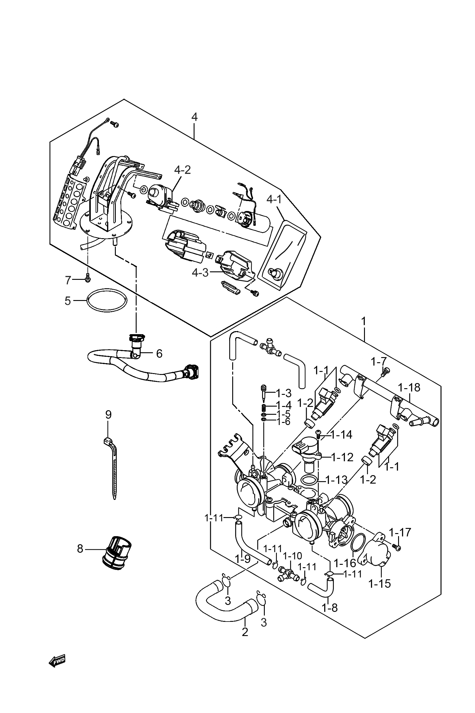 2022 豪爵 TR TR300 都市版 节气门组 exploded diagram