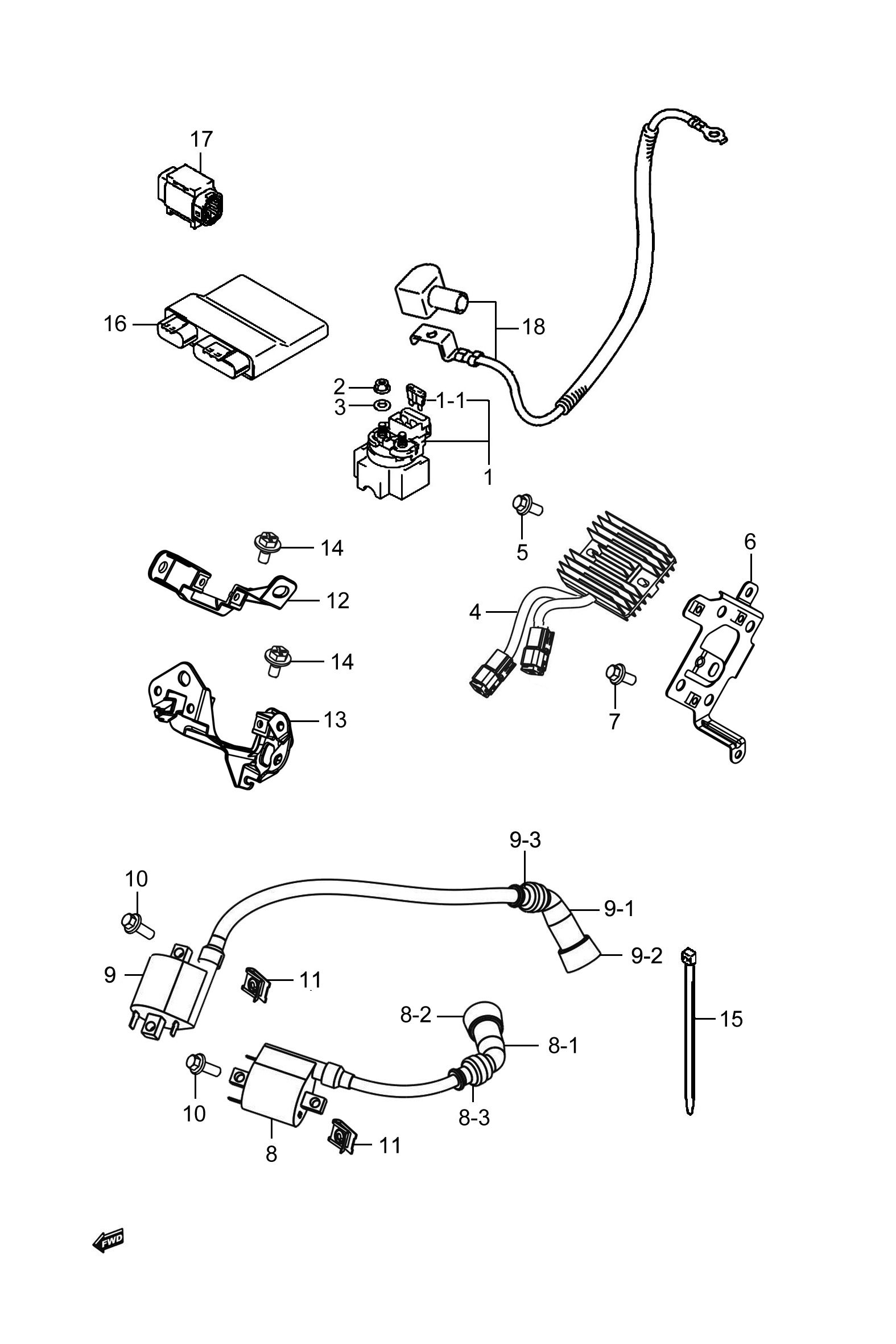 2022 豪爵 TR TR300 都市版 电器组 exploded diagram