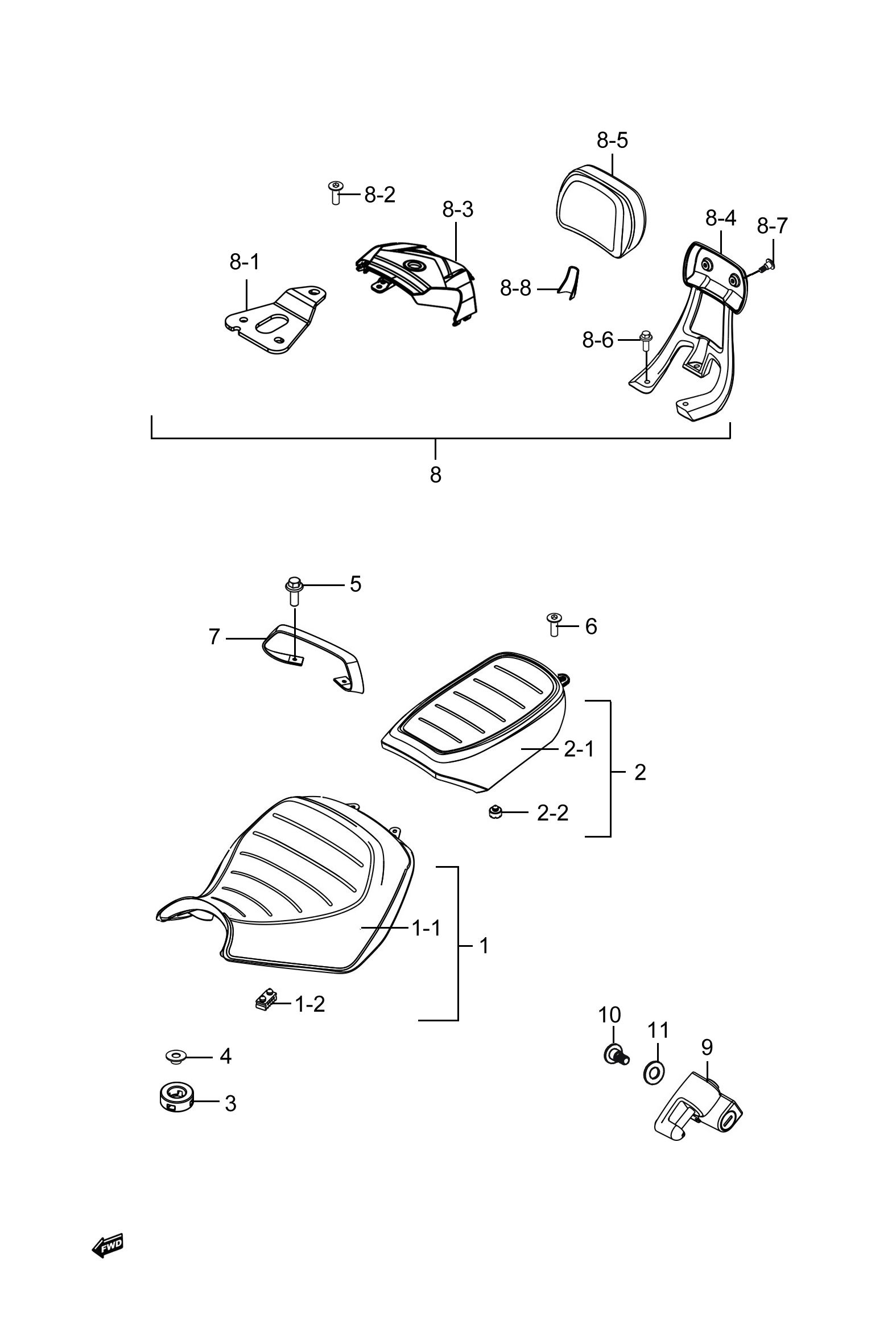 2022 豪爵 TR TR300 都市版 座垫组 exploded diagram