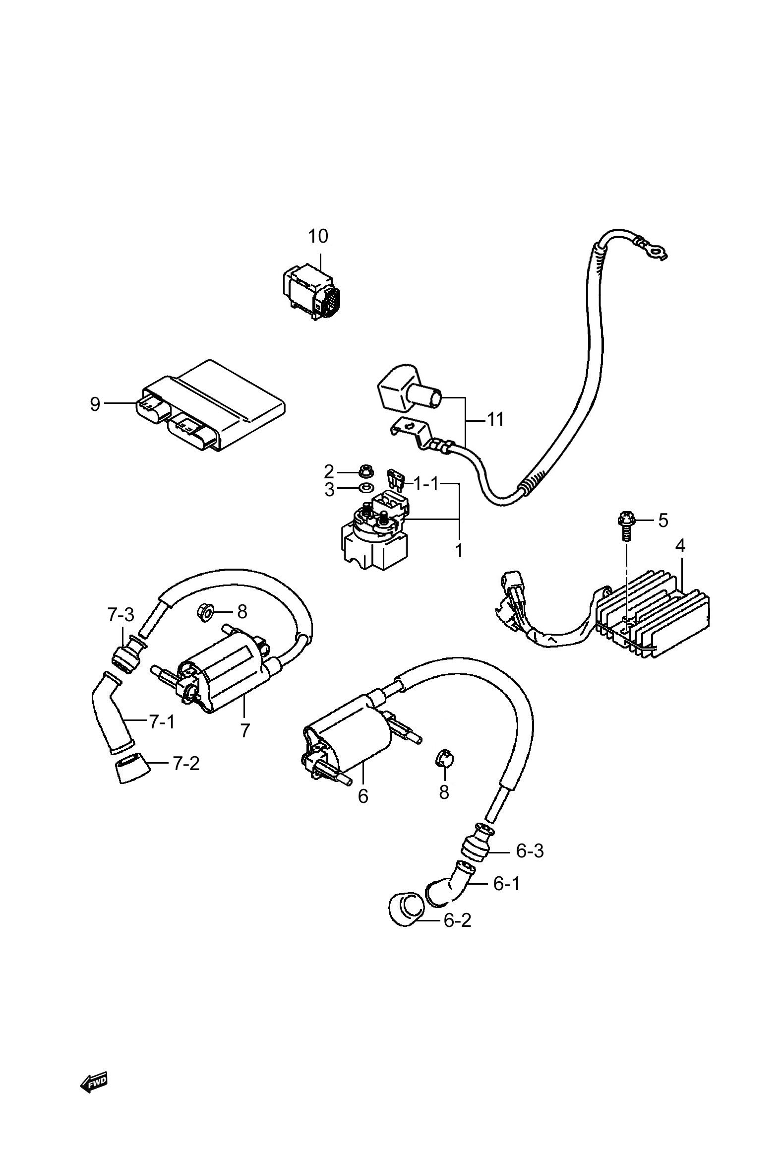 2018 铃木(豪爵铃木) GSX GSX250R 电器组 exploded diagram
