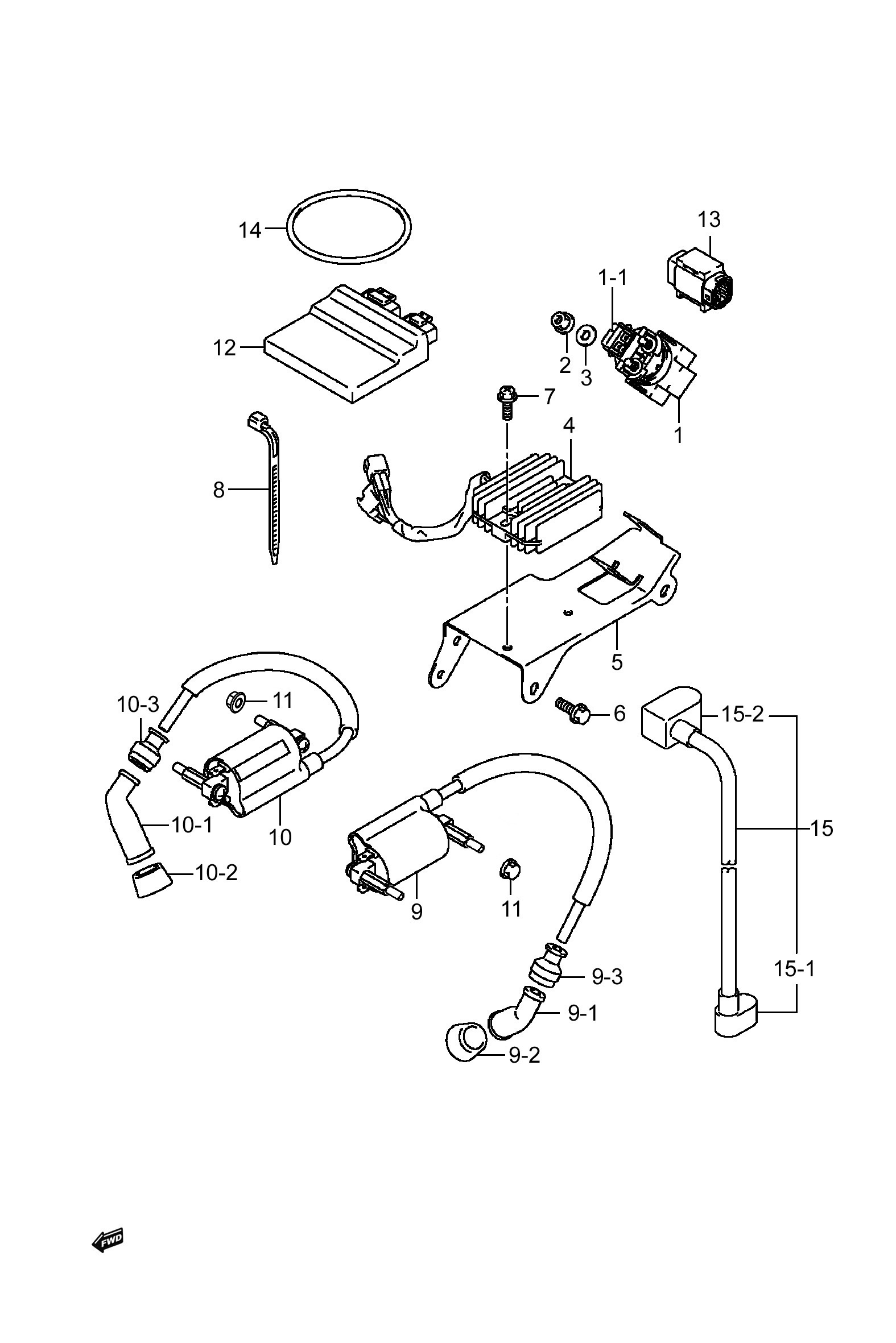 2013 铃木(豪爵铃木) GW GW250J-H 公务警用版 电器组 exploded diagram