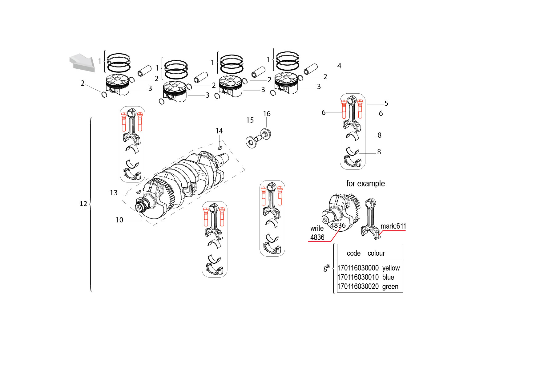 PISTON,CONNECTING ROD & CRANKSHAFT ASSY(活塞连杆曲轴分总成)