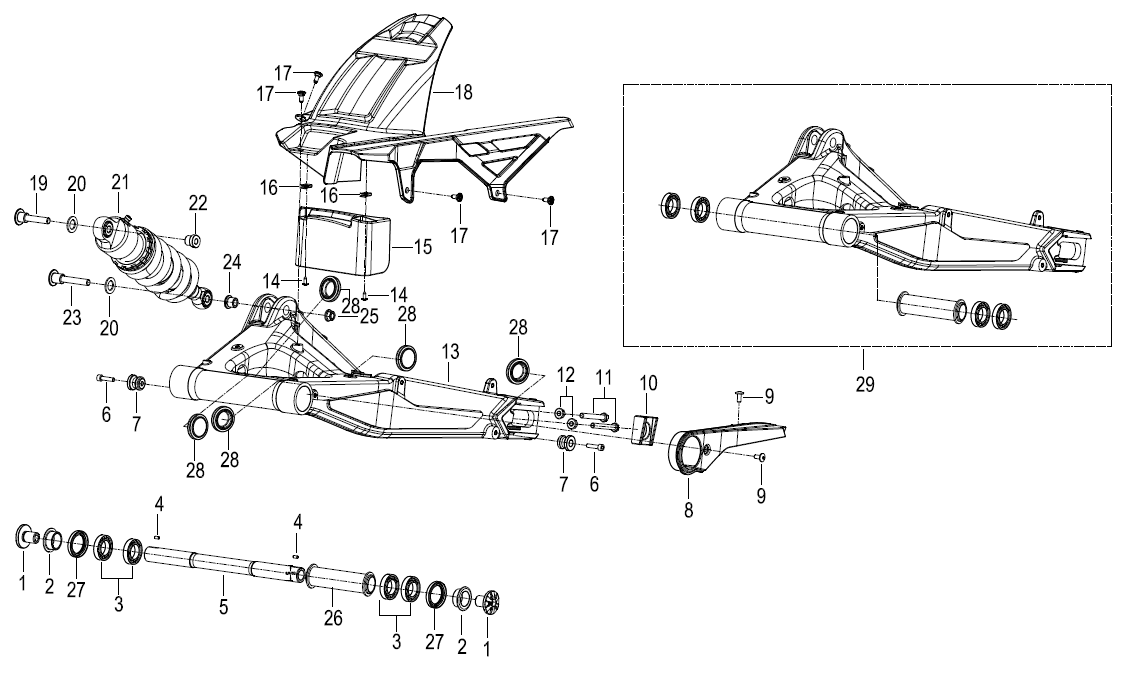 后摆臂总成I REAR SWINGING ARM ASSY.