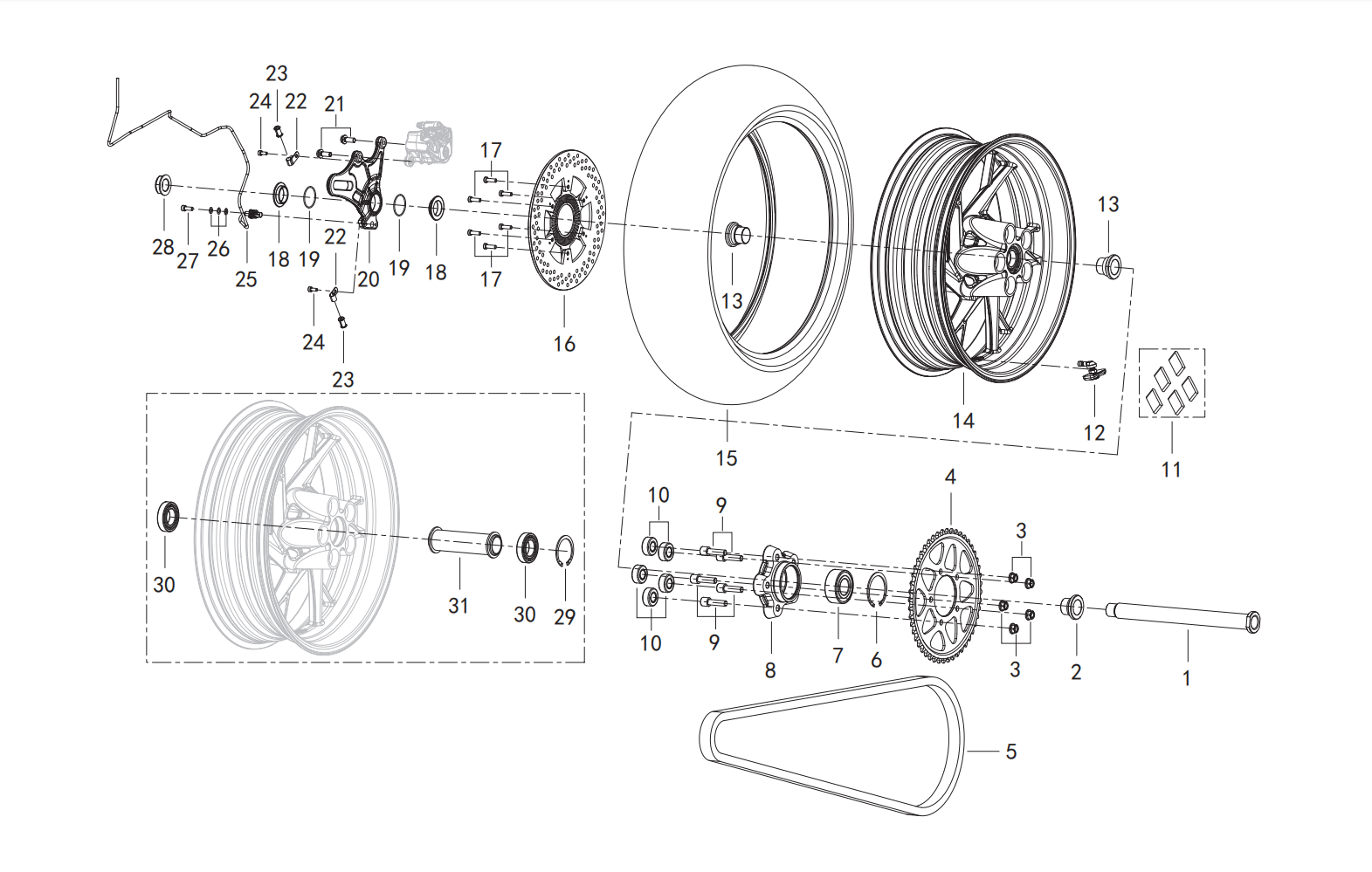 后轮总成 REAR WHEEL ASSY.