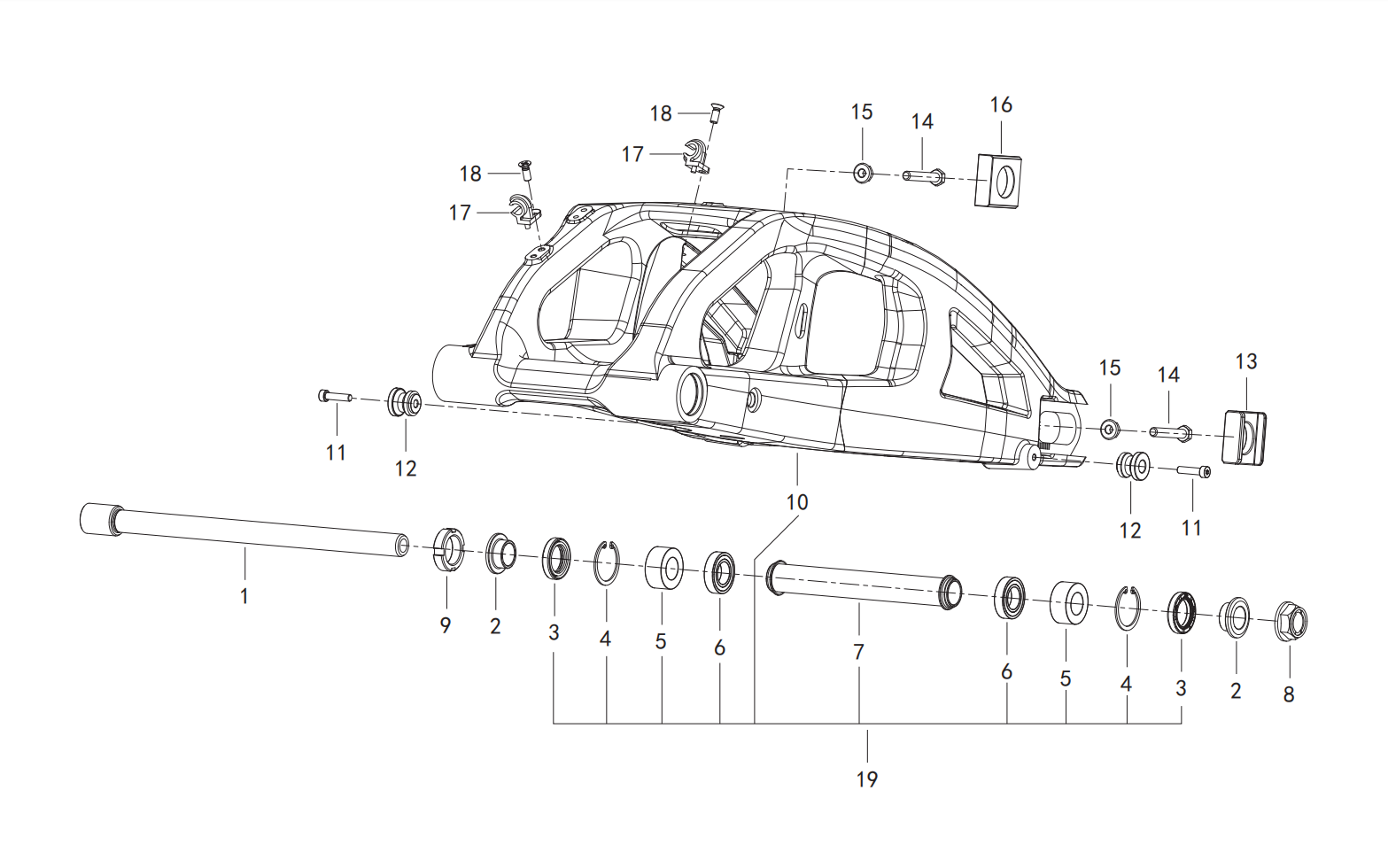 后摆臂总成Ⅰ REAR SWINGING ARM ASSY.
