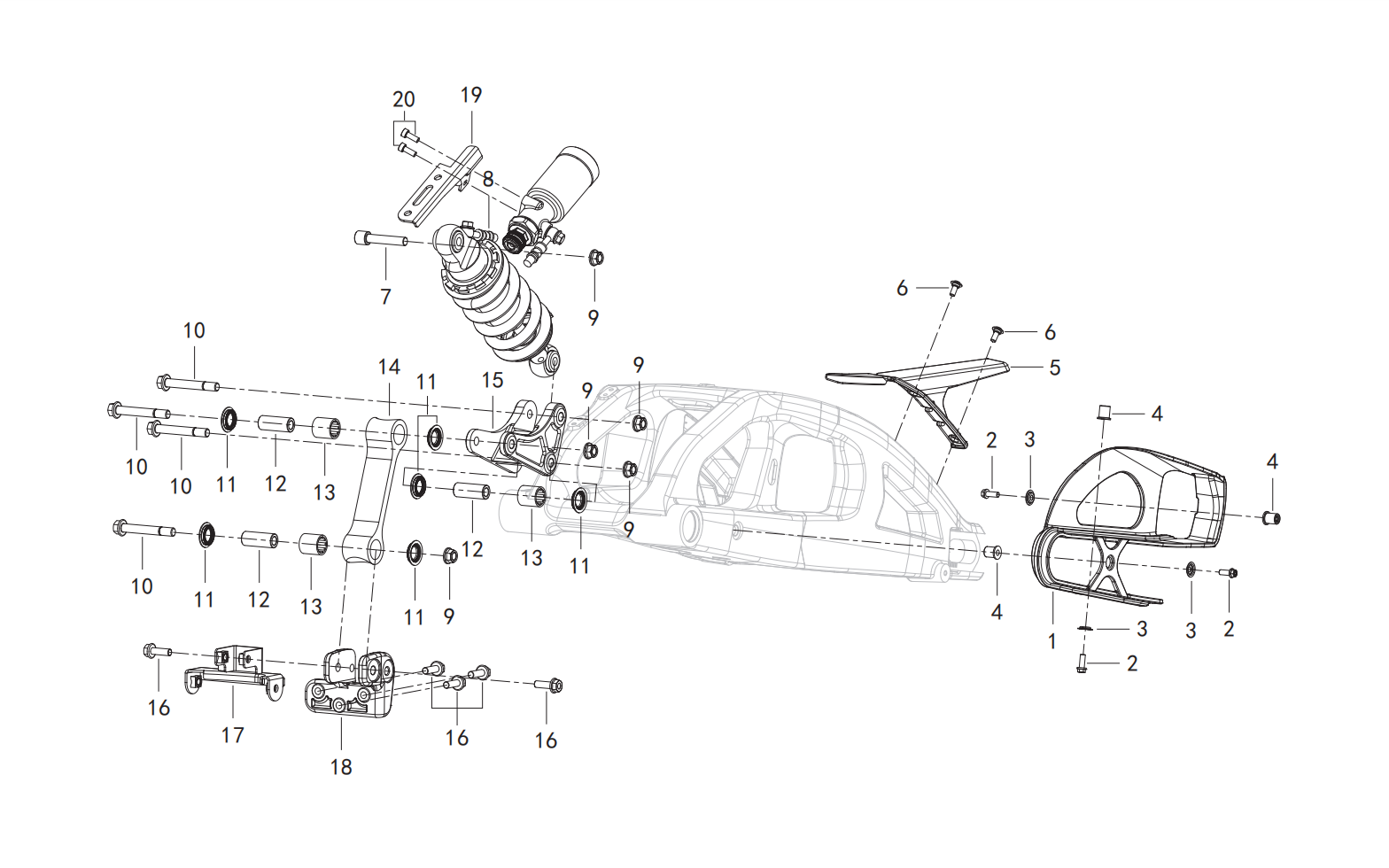 后摆臂总成Ⅱ REAR SWINGING ARM ASSY.