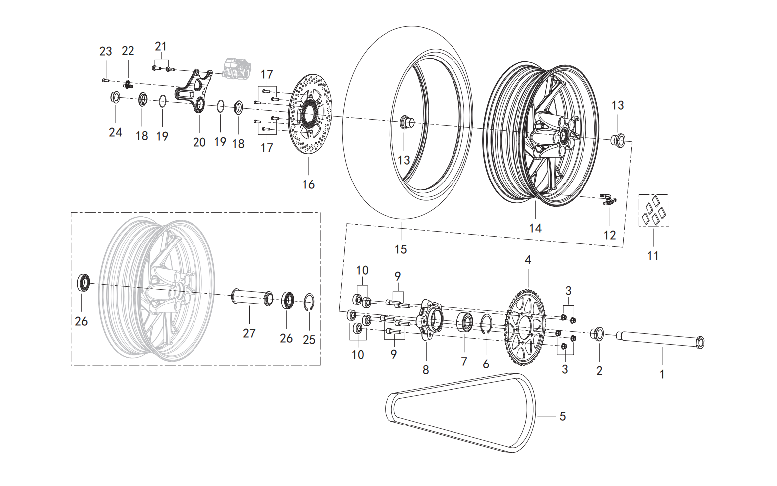 后轮总成 REAR WHEEL ASSY.