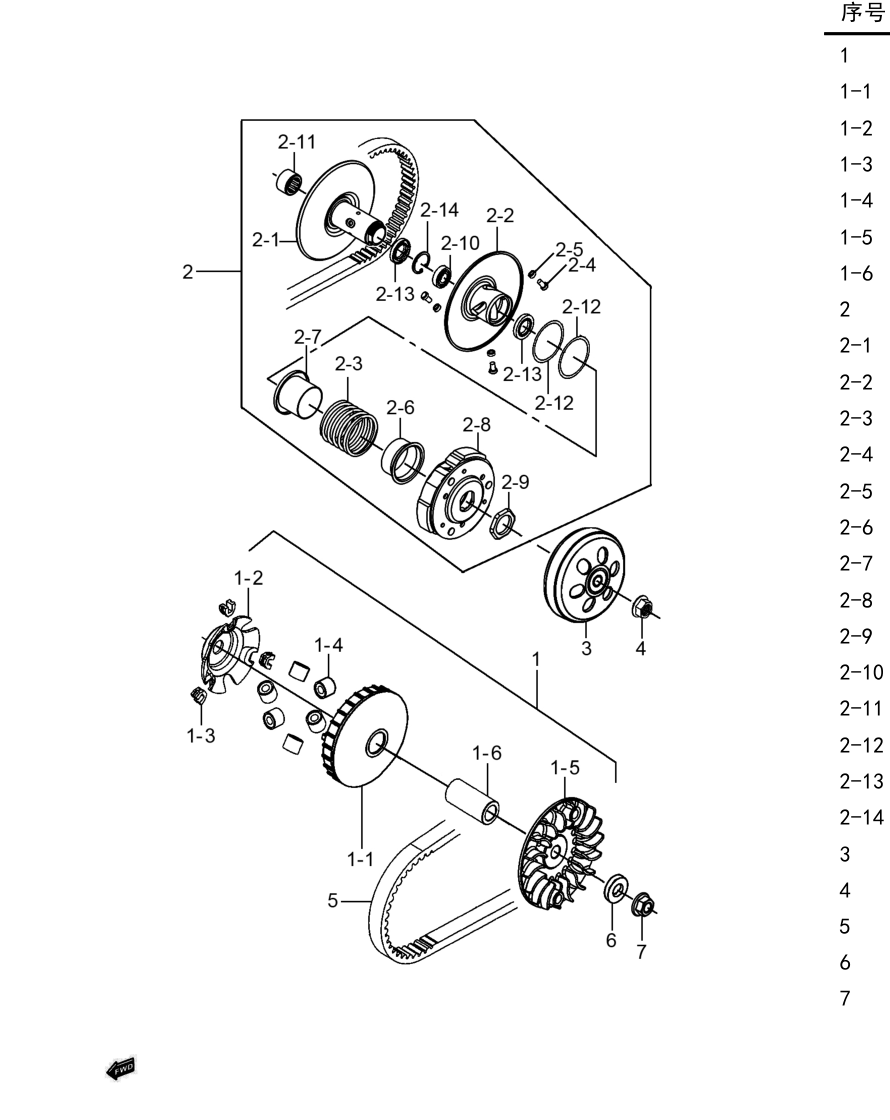 2024 豪爵 ADX ADX125 变速器组Ⅰ exploded diagram
