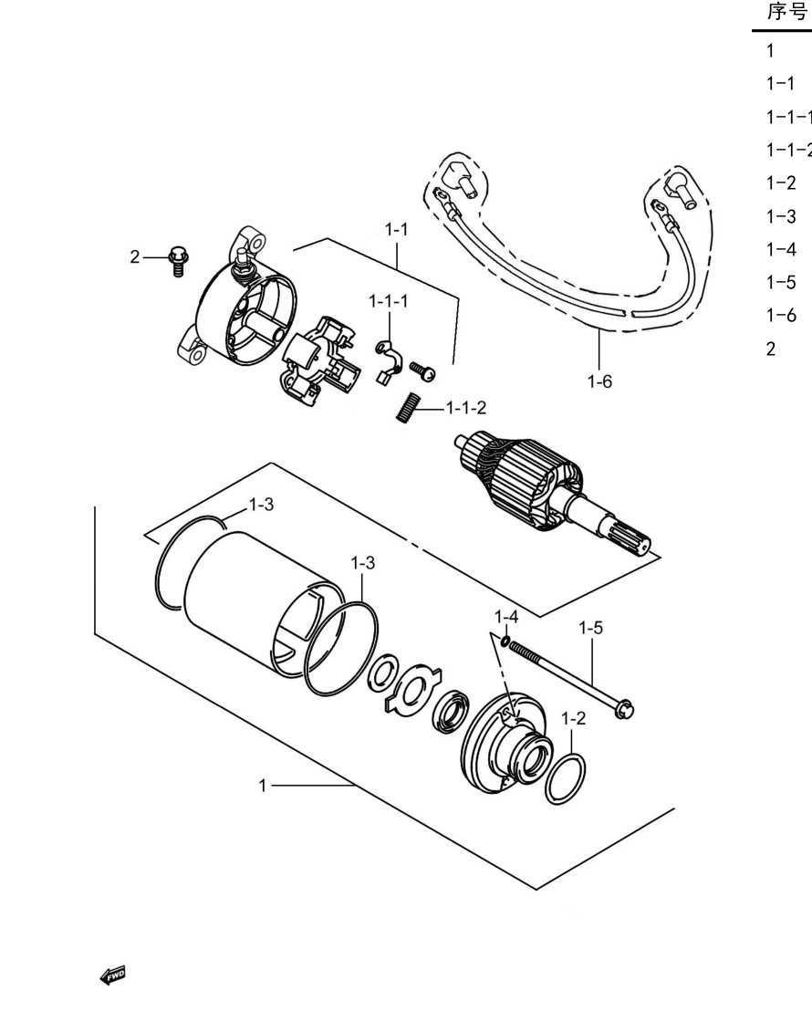 2024 豪爵 ADX ADX125 起动电机组 exploded diagram