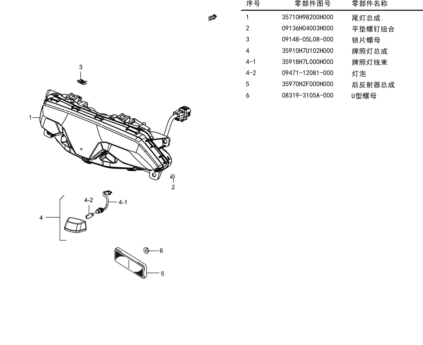 2024 豪爵 ADX ADX125 尾灯组 exploded diagram