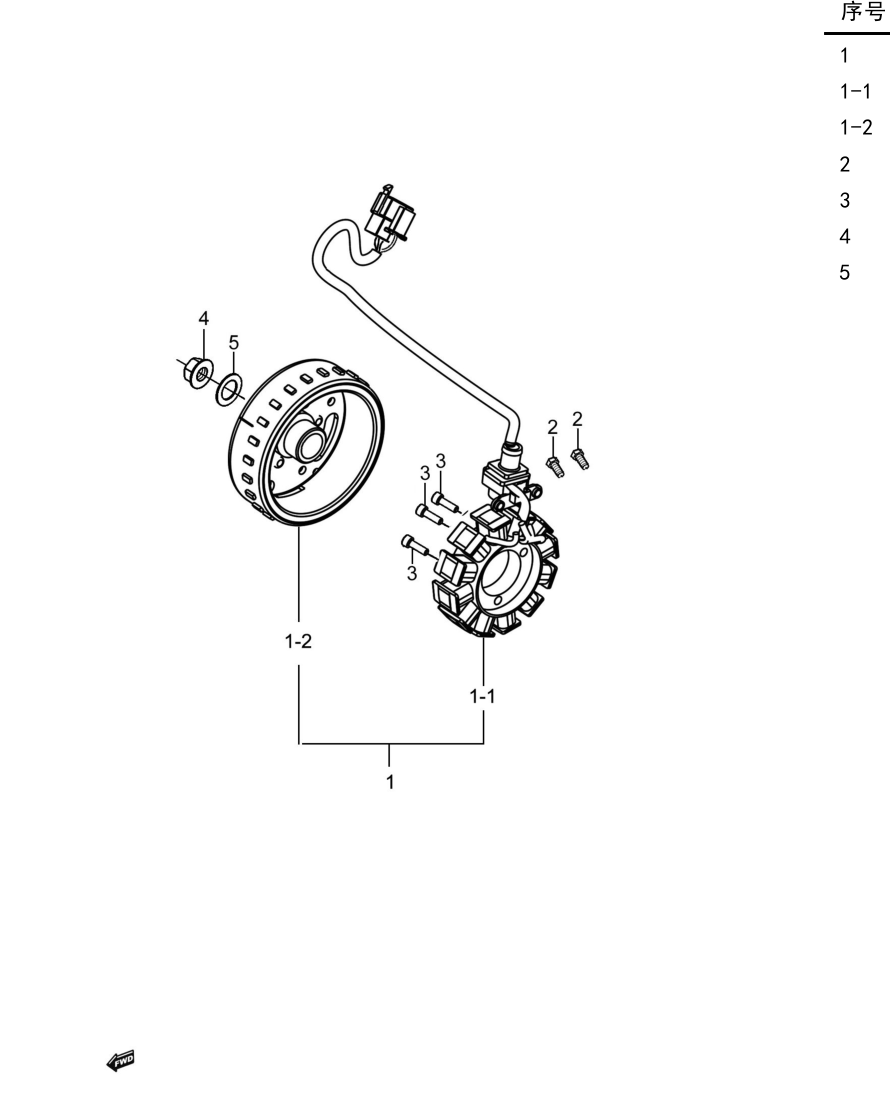 2024 豪爵 ADX ADX125 磁电机组 exploded diagram