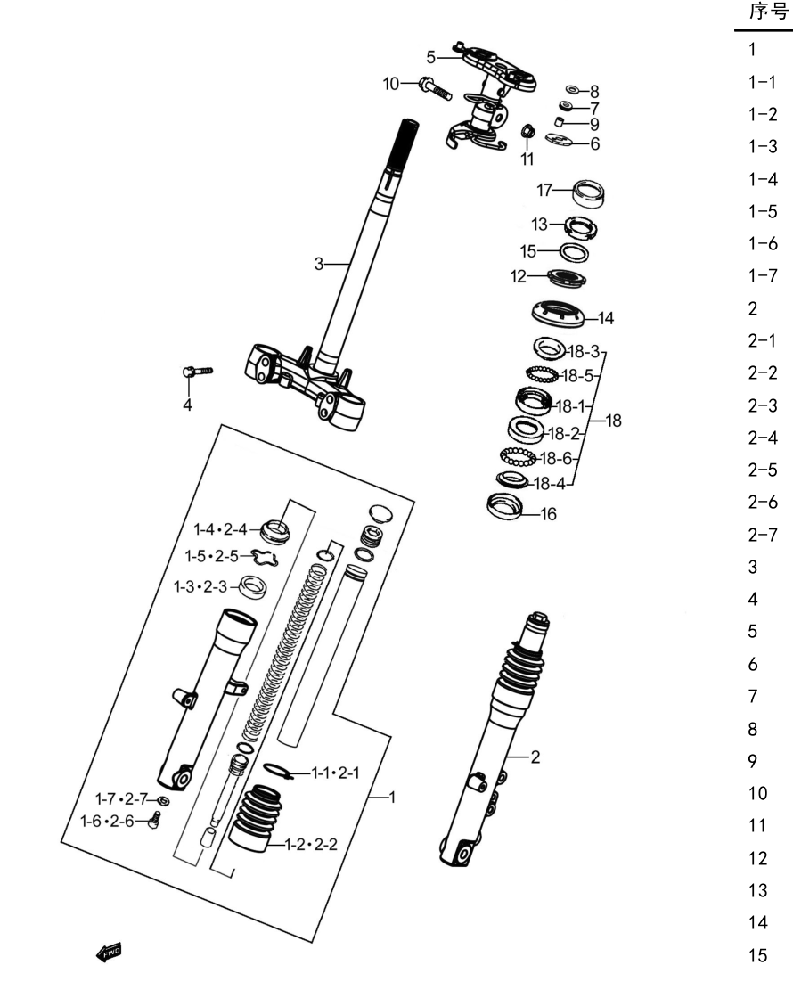 2024 豪爵 ADX ADX125 前叉组 exploded diagram