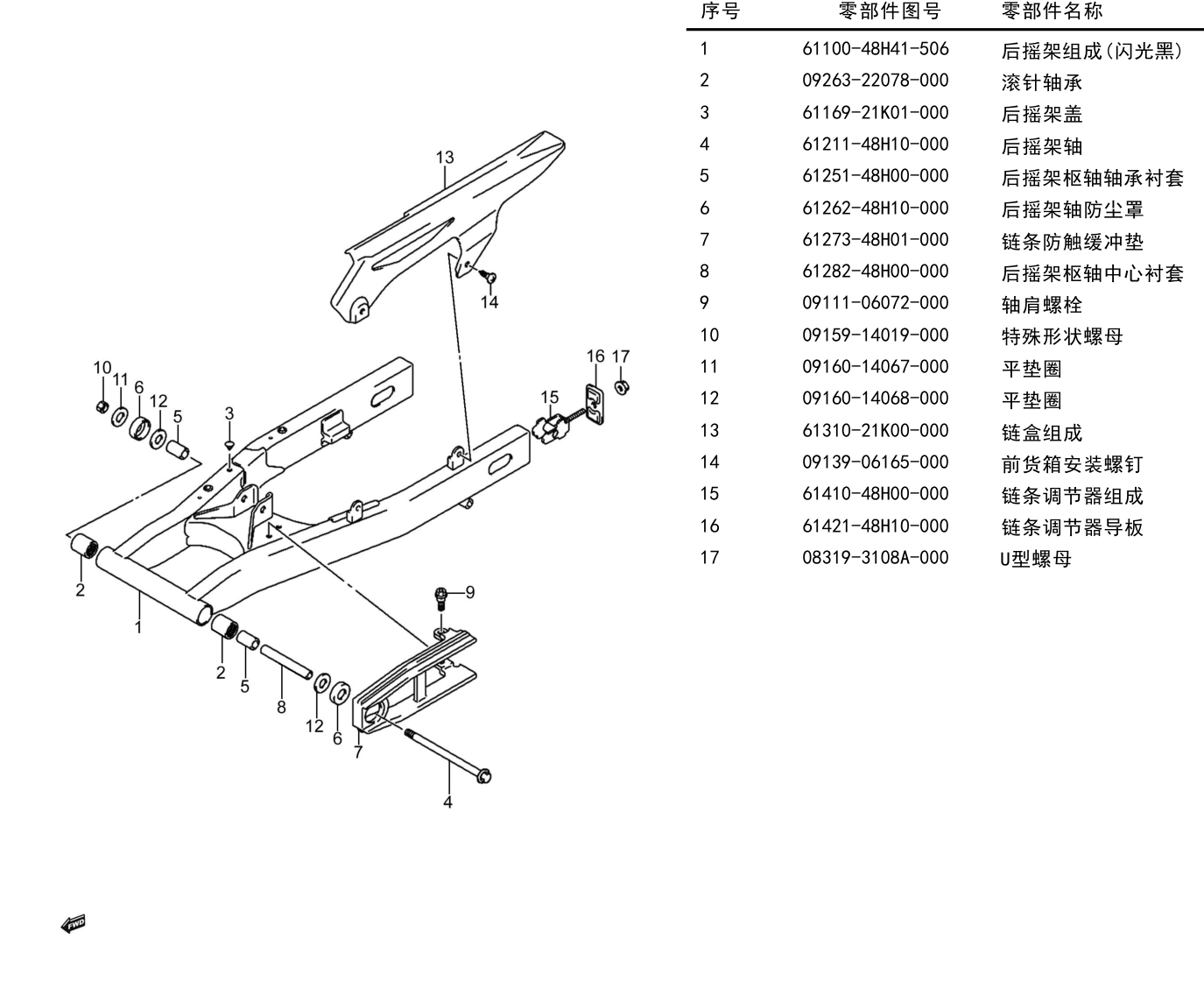 2022 铃木(豪爵铃木) DL DL250 后摇架组 exploded diagram