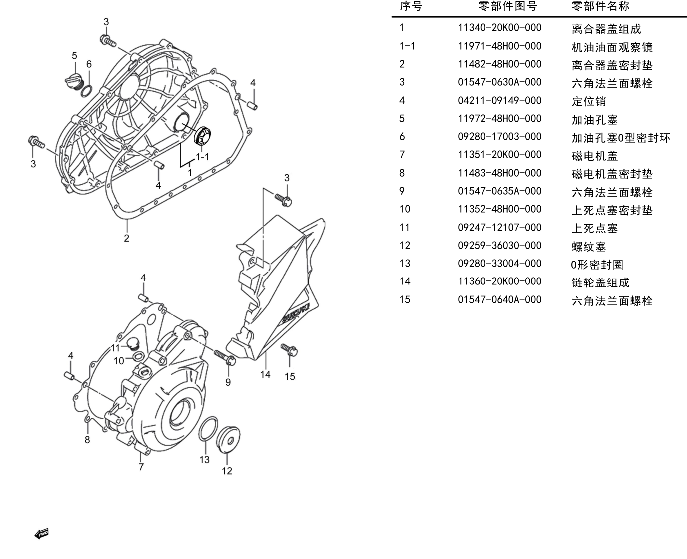 2019 铃木(豪爵铃木) GSX GSX250R-A 国四 曲轴箱盖组 exploded diagram