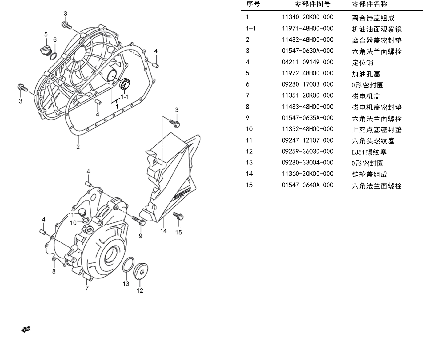 2024 铃木(豪爵铃木) GSX GSX250R-E 曲轴箱盖组 exploded diagram
