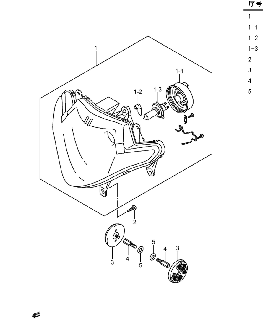 2018 铃木(豪爵铃木) GSX GSX250R 前照灯组 exploded diagram