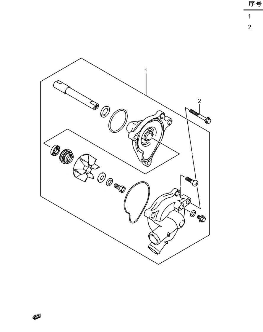 2012 铃木(豪爵铃木) GW GW250 骊驰 水泵组 exploded diagram