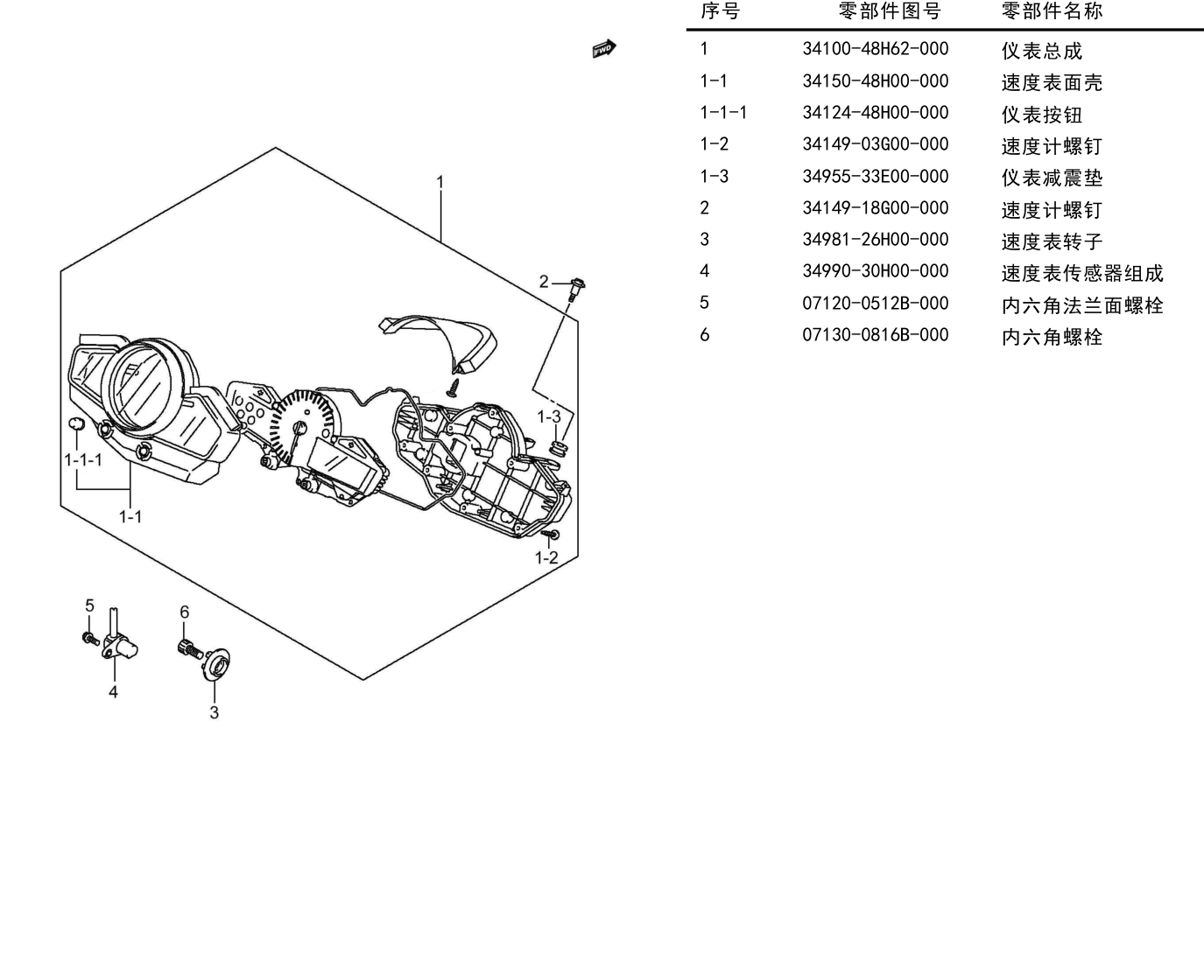 2012 铃木(豪爵铃木) GW GW250 骊驰 仪表组 exploded diagram
